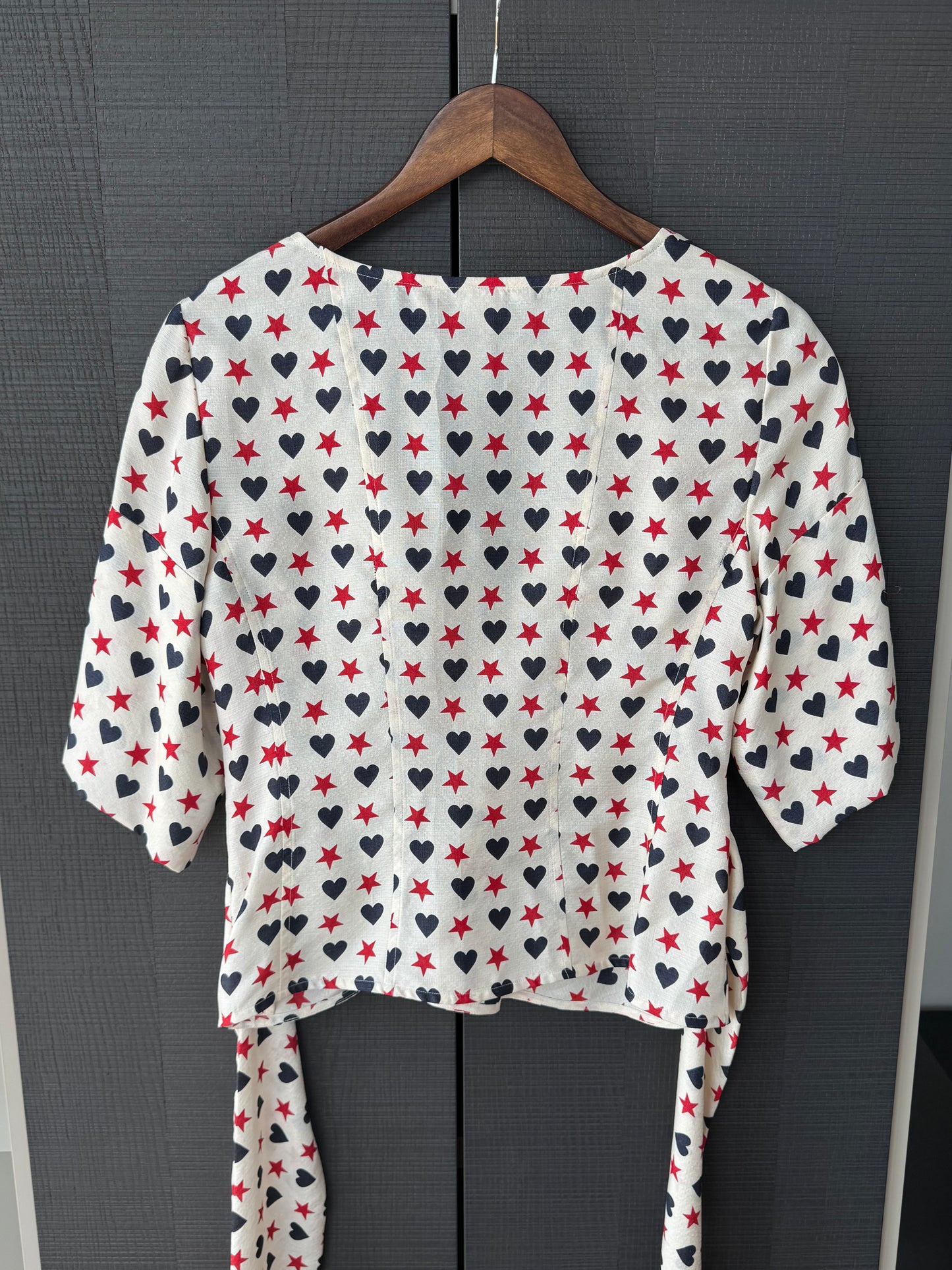 Vintage Christian Lacroix Silk Heart & Star Wrap Top
