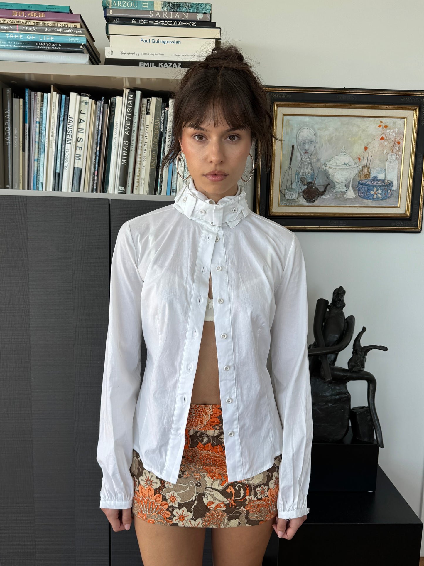 Vintage Blugirl Folies High Collar Button-Up Top
