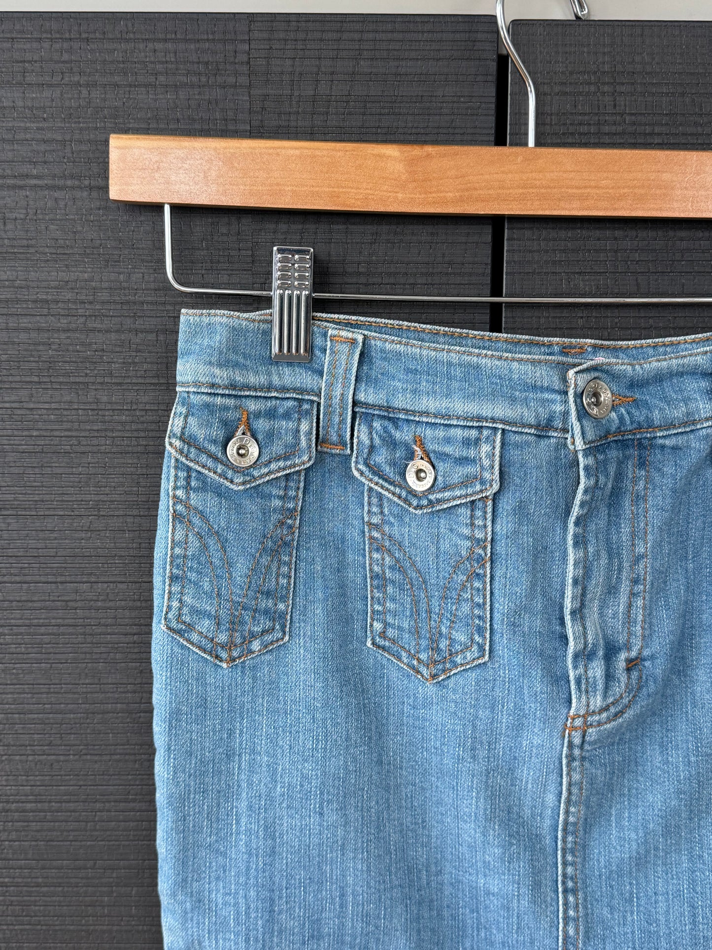 D&G SS2004 “Pin Up” Denim Midi Skirt