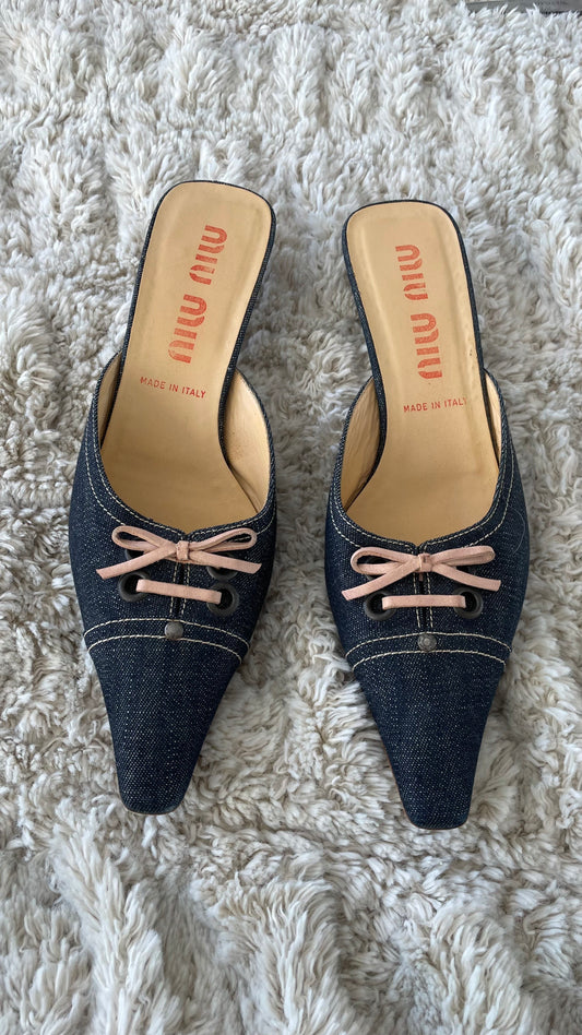 Vintage Miu Miu Denim Kitten Heels 38 - PRE ORDER