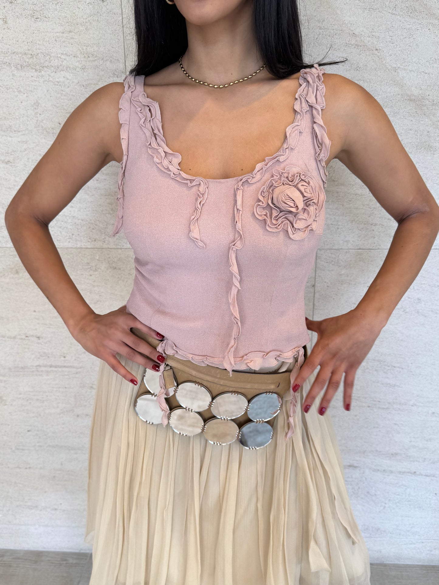 Vintage Moschino Cheap and Chic Rose Appliqué Top