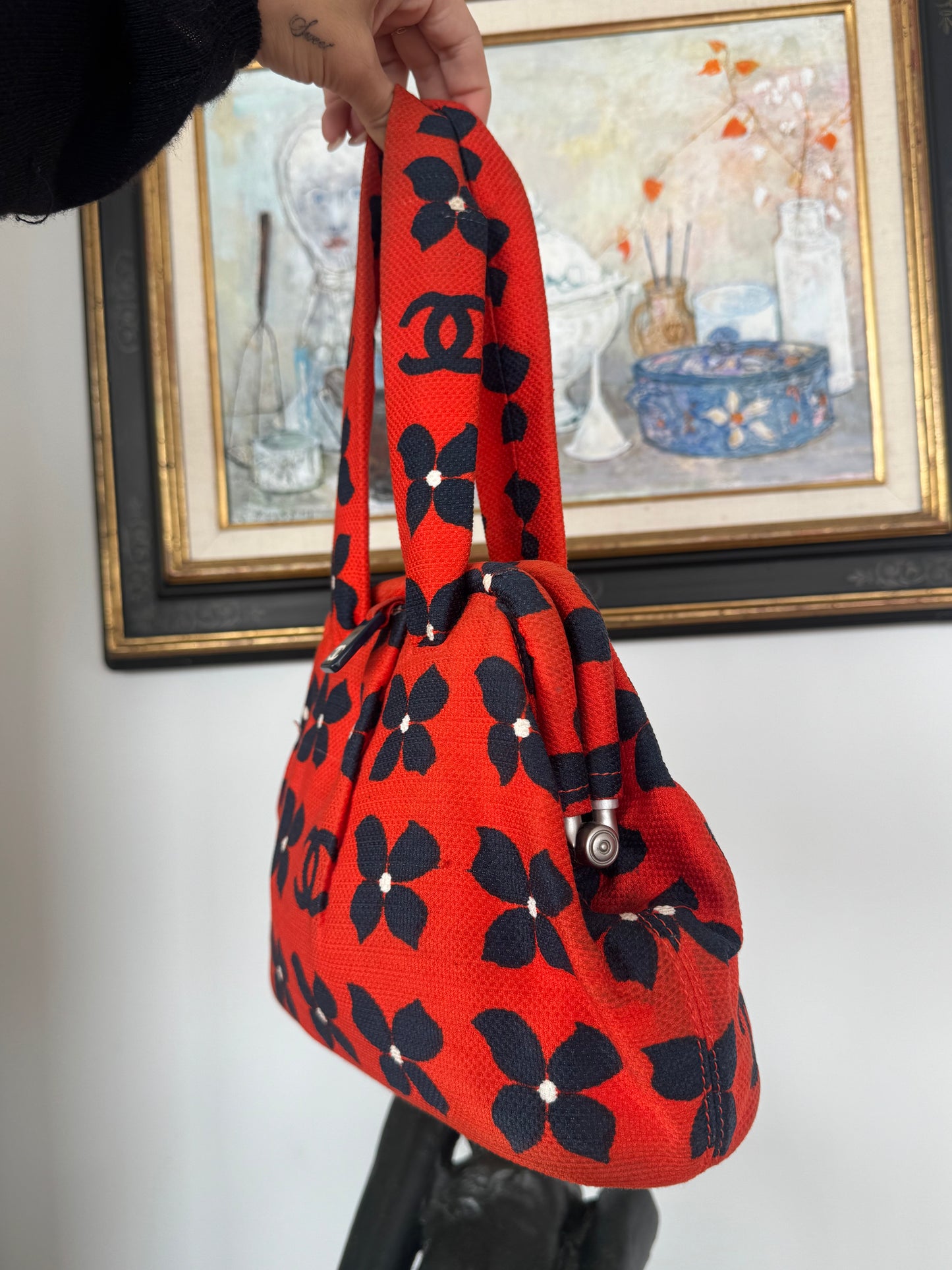 Vintage 1990s Chanel Camellia CC Tote Bag
