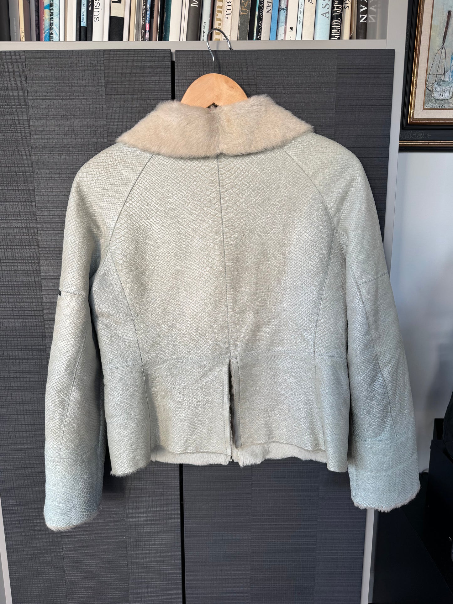 Vintage Teal Calfskin & Fur Jacket