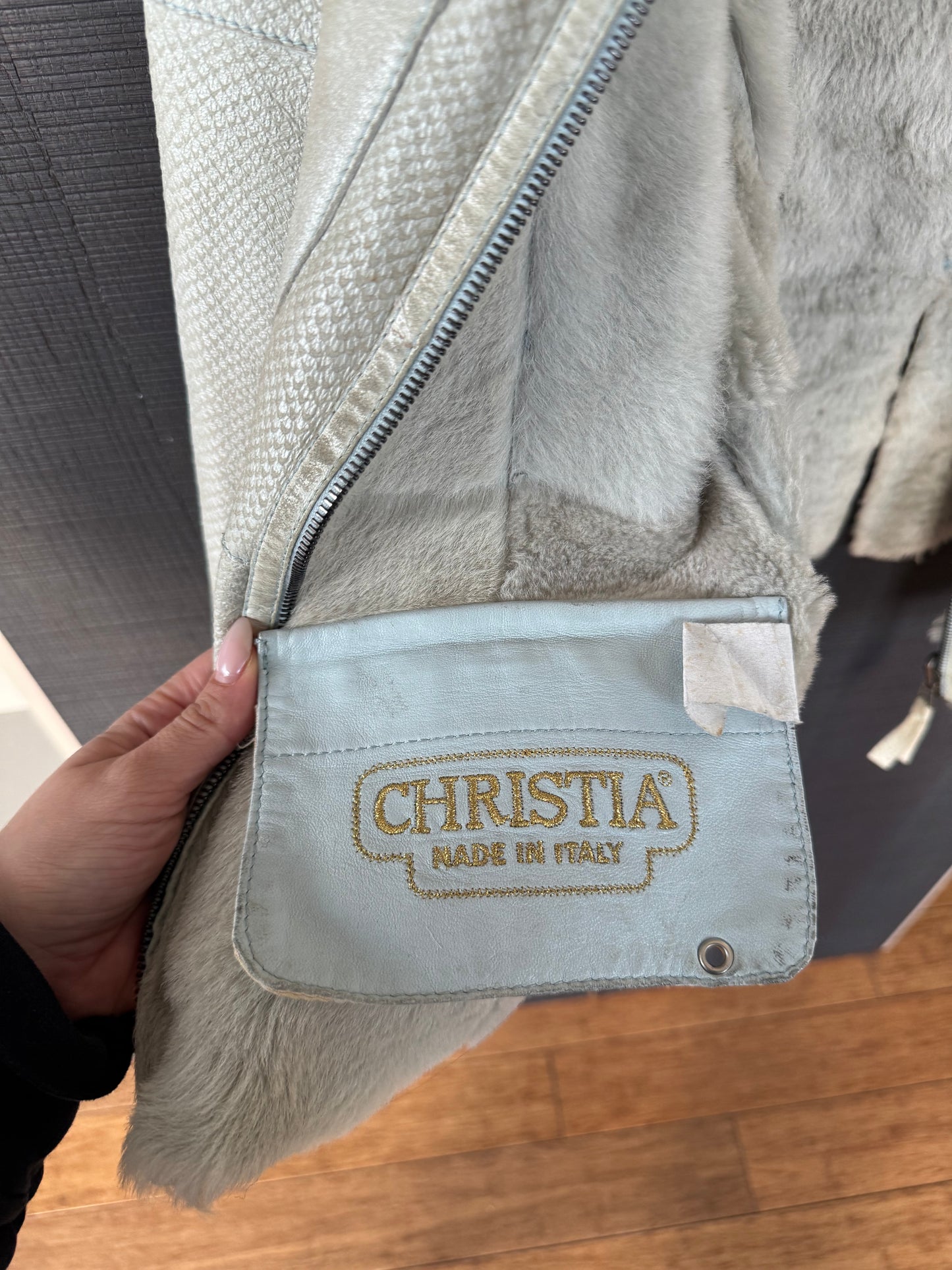 Vintage Teal Calfskin & Fur Jacket