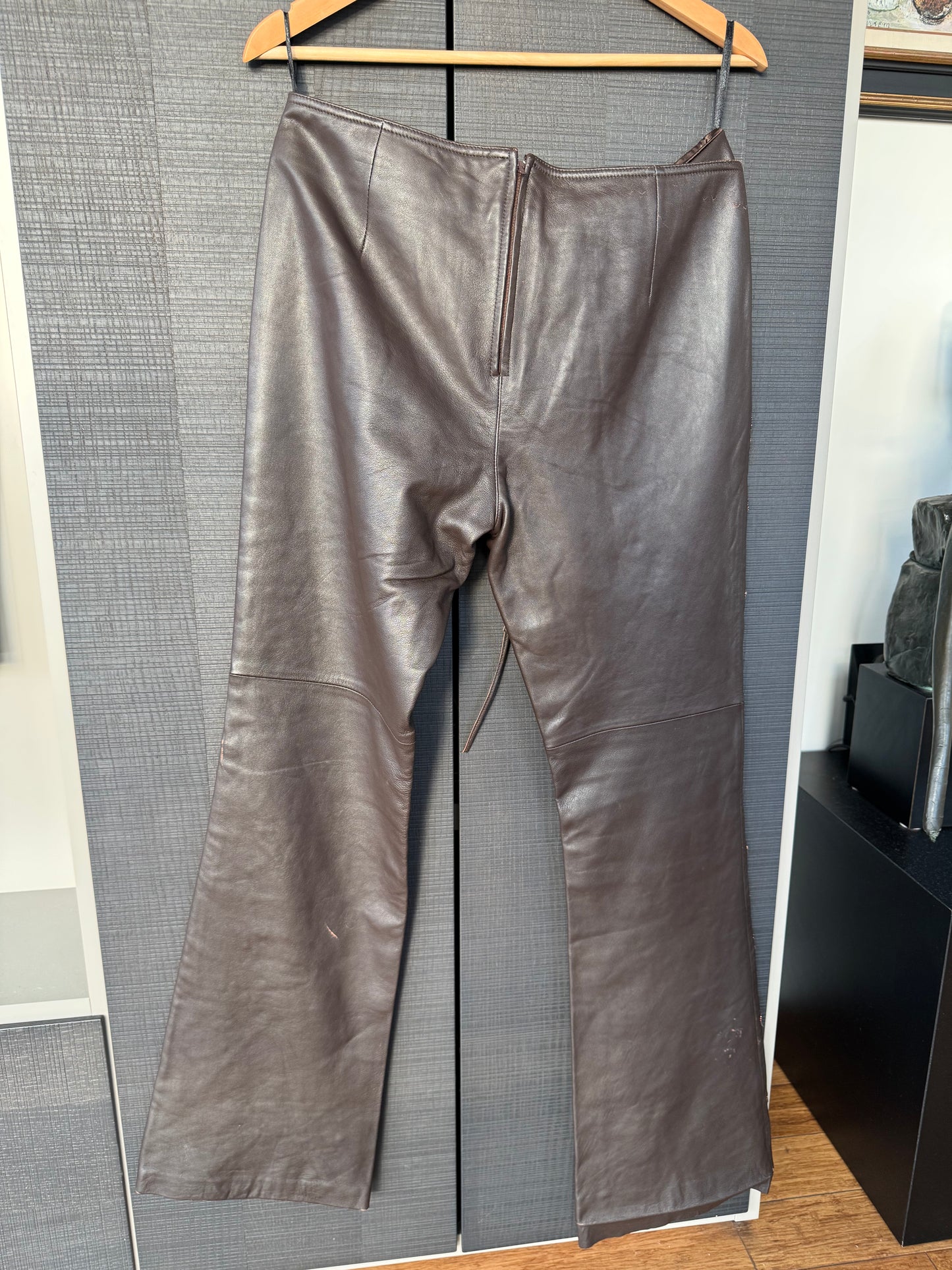 Vintage Bebe Beaded Leather Lace-Up Pants