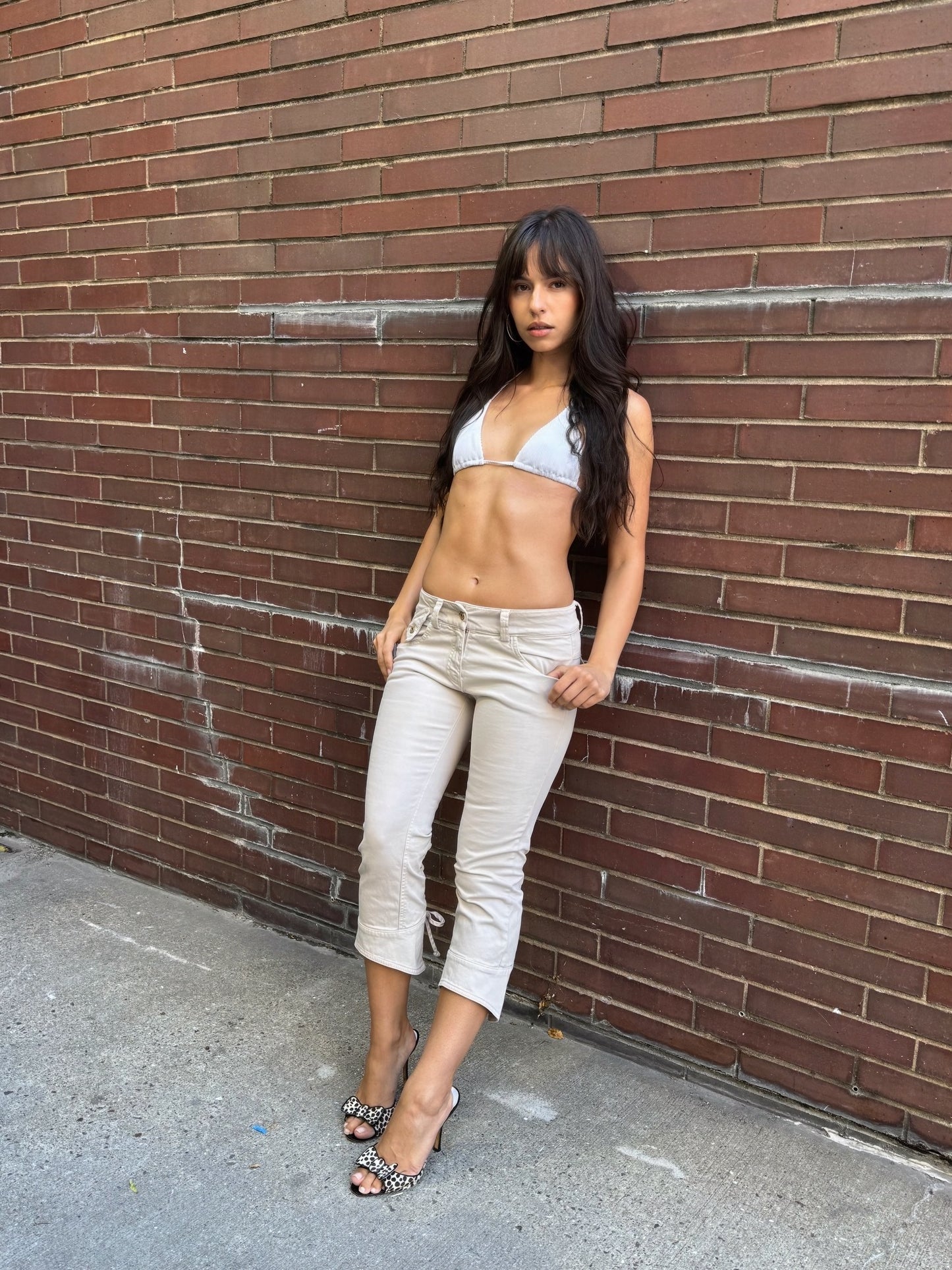 Vintage Fever by Emanuel Ungaro Lace-Up Capri Pants