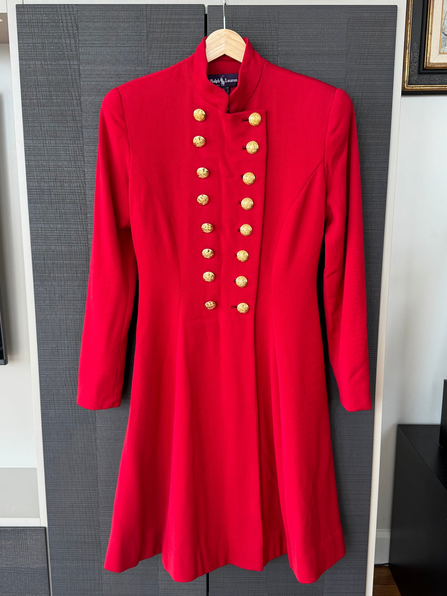 Ralph Lauren 1991 Runway Red Wool Military Coat