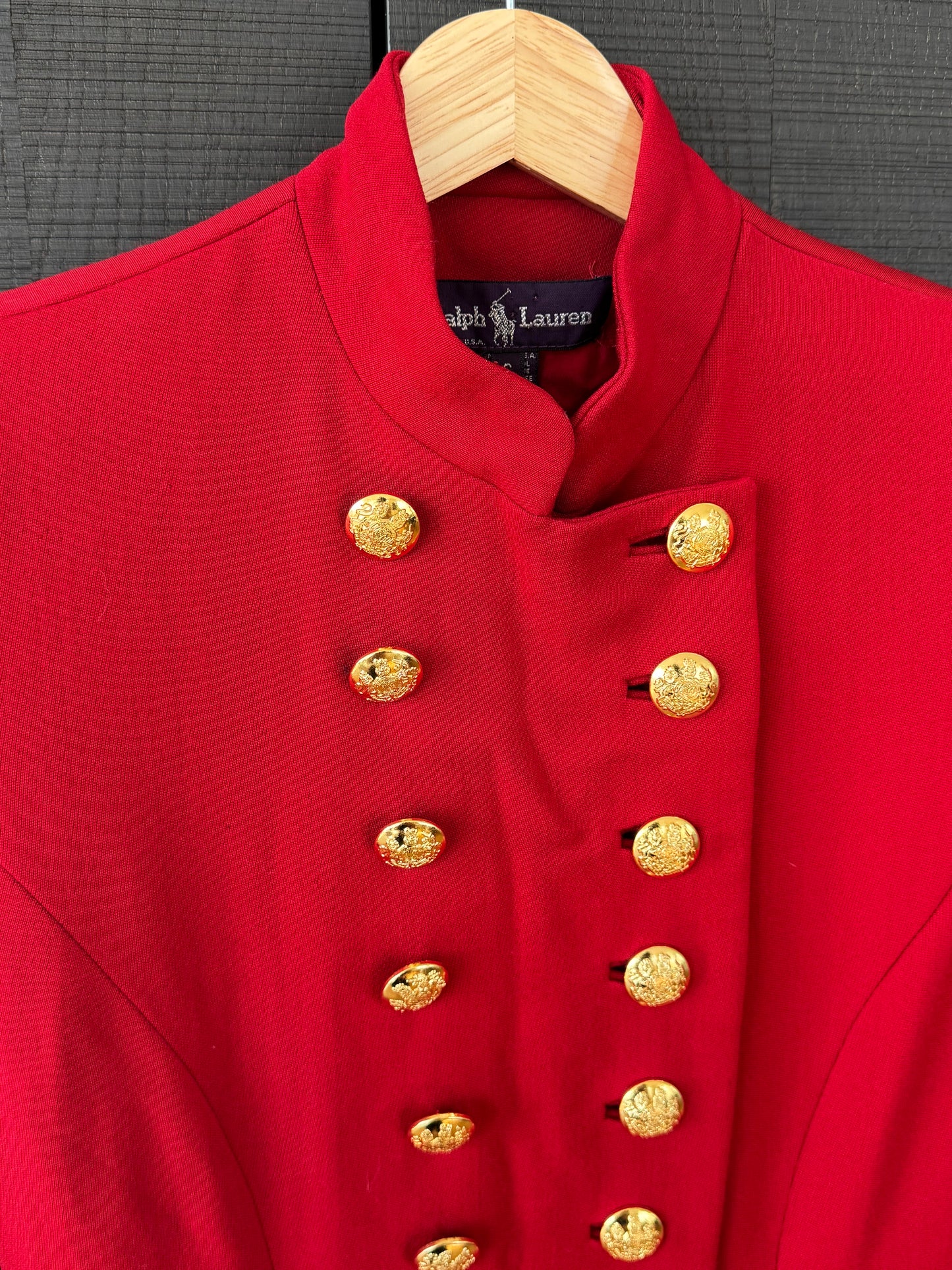 Ralph Lauren 1991 Runway Red Wool Military Coat