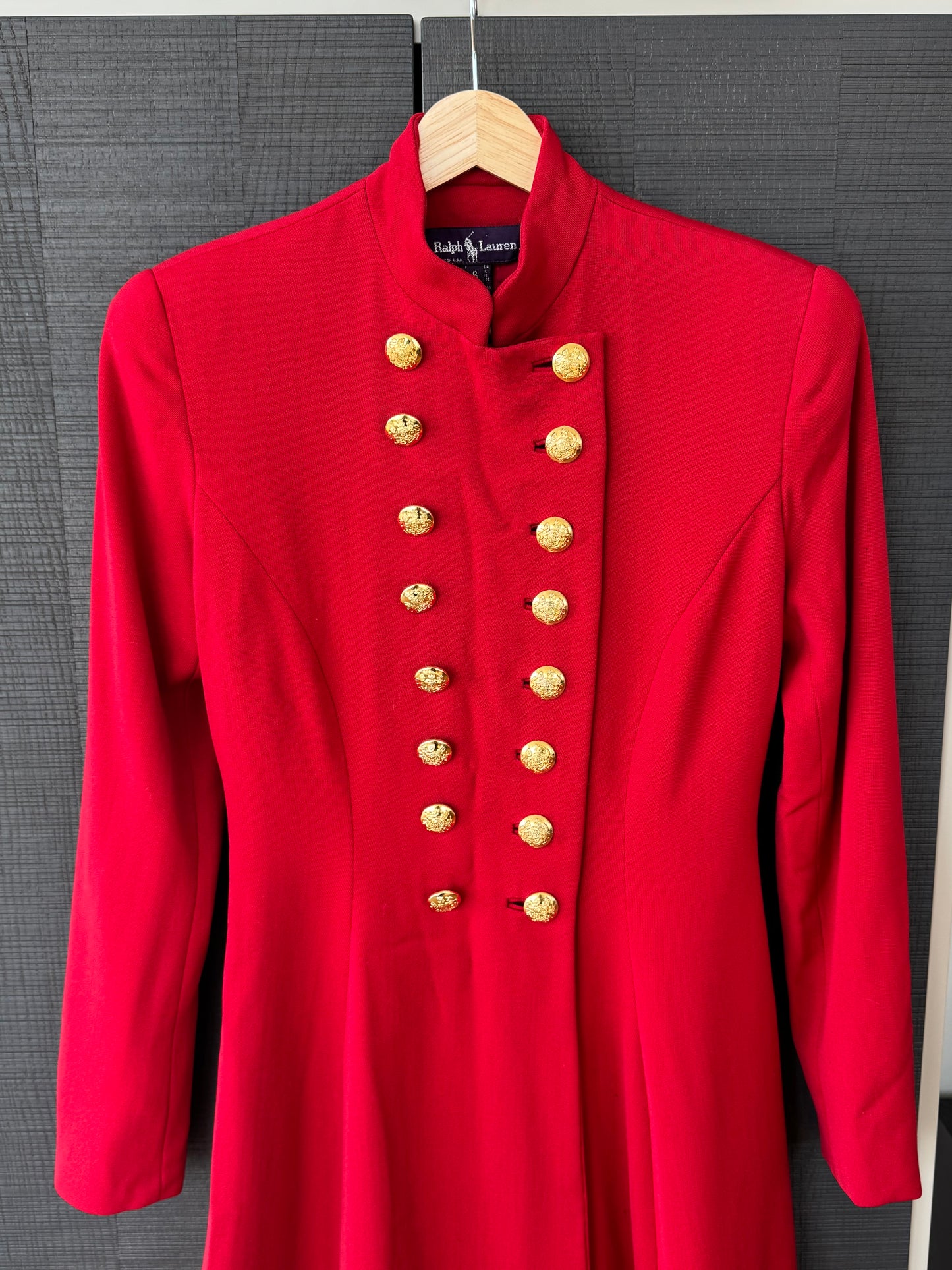 Ralph Lauren 1991 Runway Red Wool Military Coat