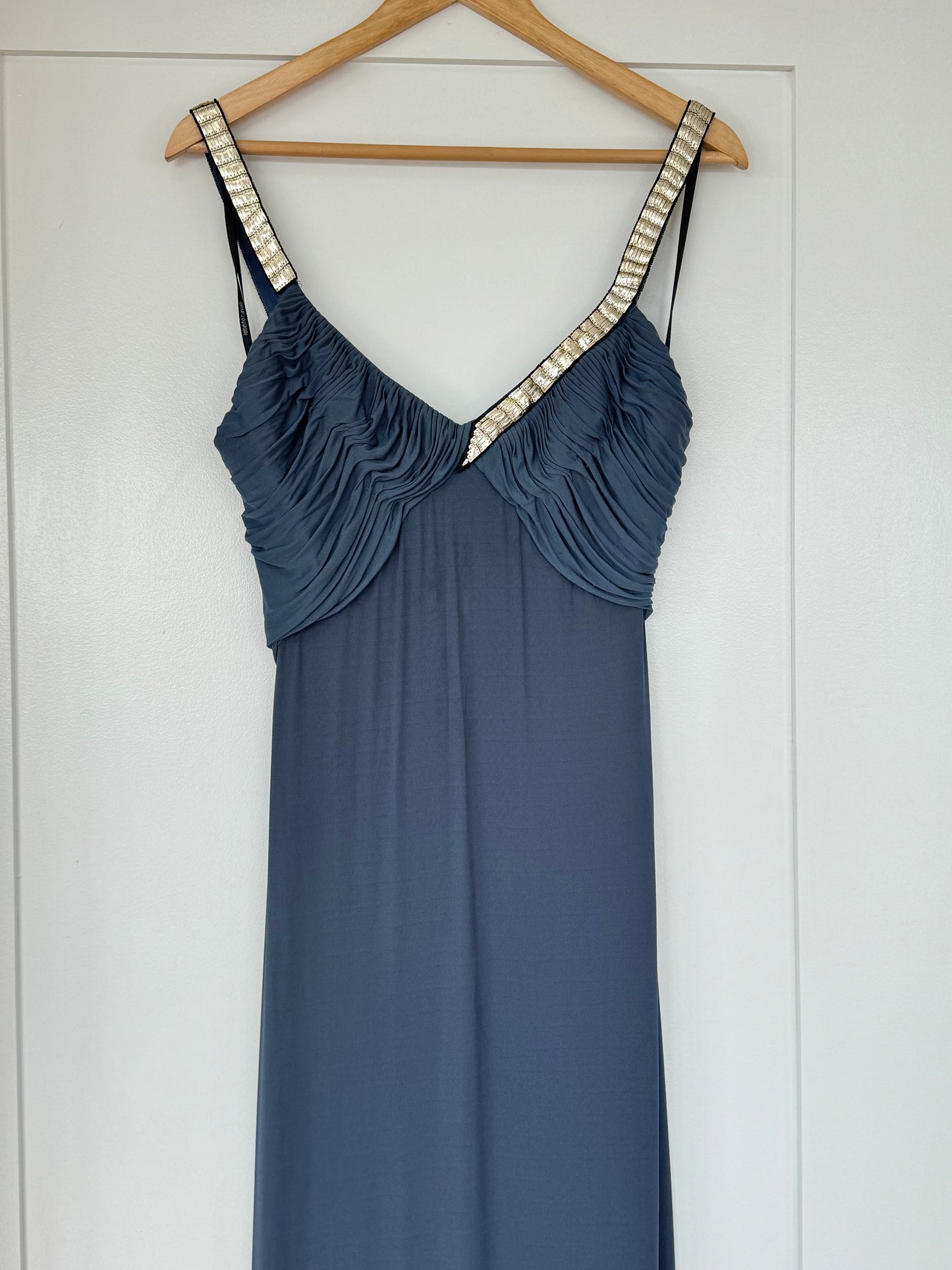 Roberto Cavalli 2006 Ruched Embellished Maxi Dress