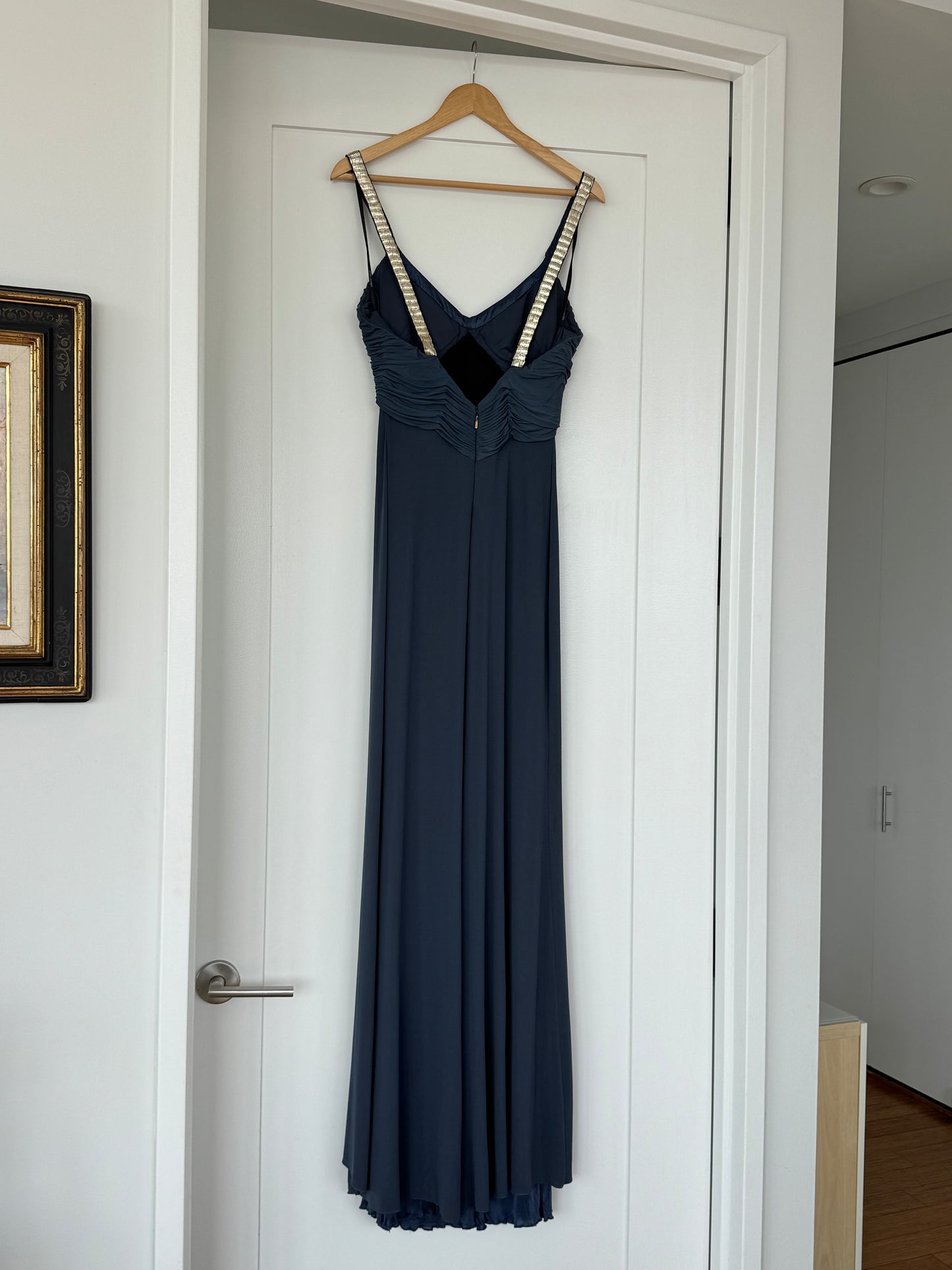 Roberto Cavalli 2006 Ruched Embellished Maxi Dress