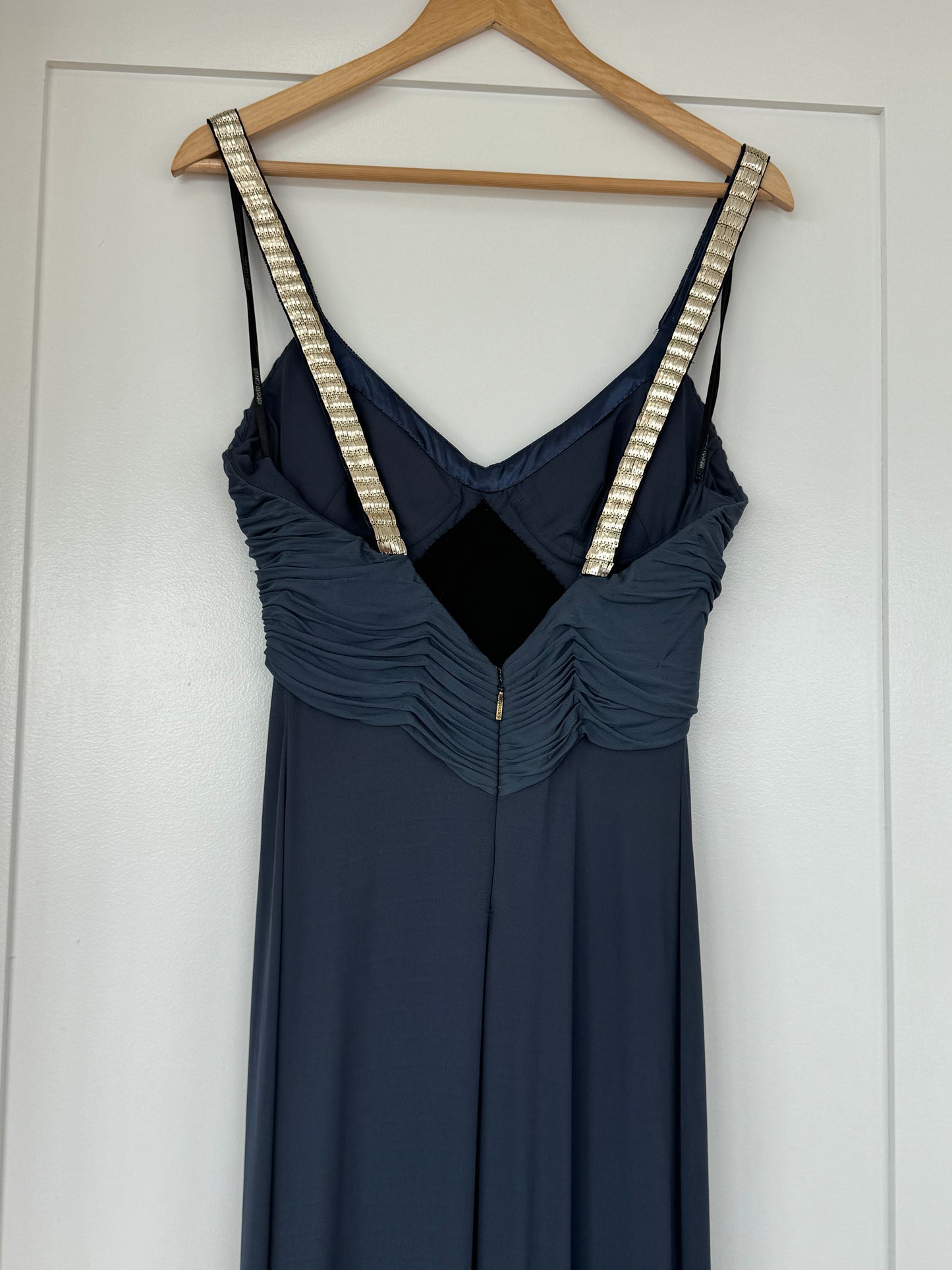Roberto Cavalli 2006 Ruched Embellished Maxi Dress