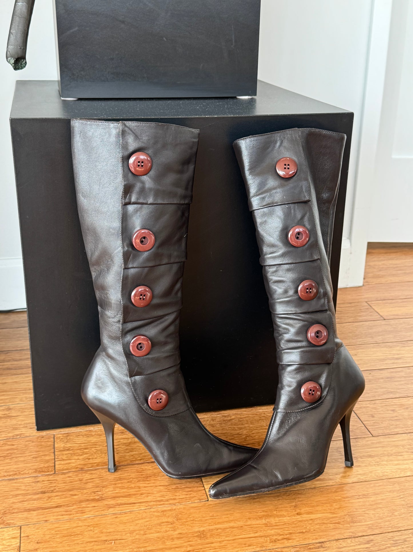 Vintage Frederick’s of Hollywood Leather Button Knee-High Boots