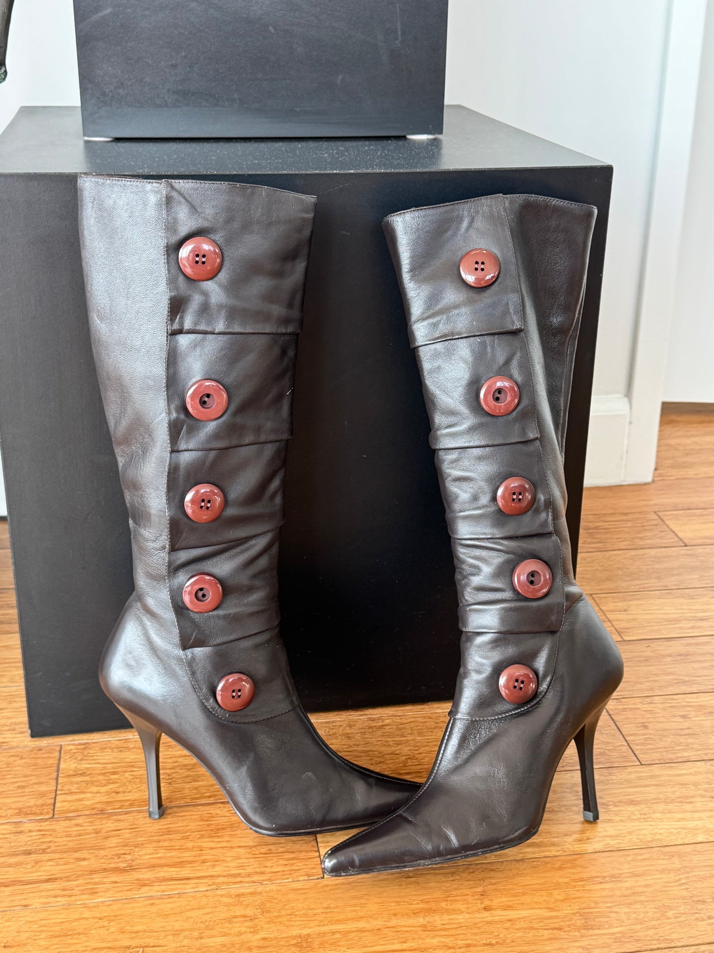 Vintage Frederick’s of Hollywood Leather Button Knee-High Boots