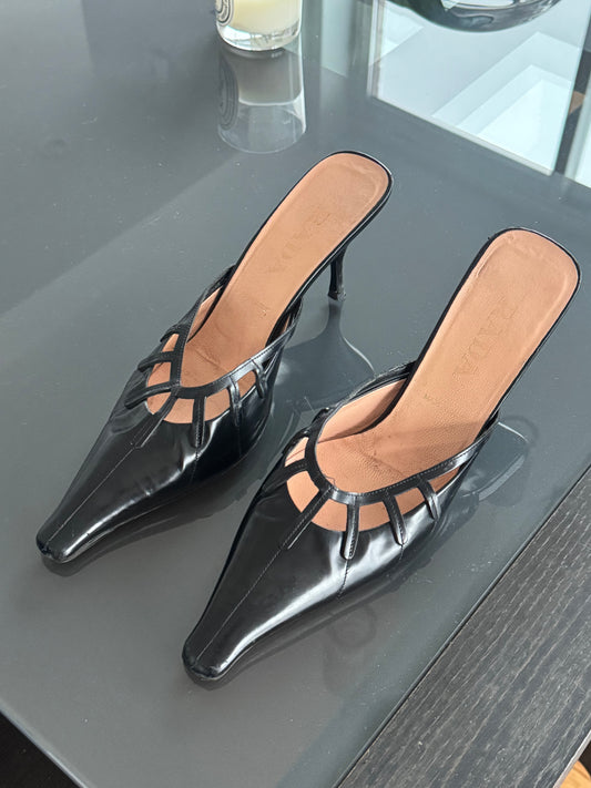 Prada Black Cage Kitten Heels 39