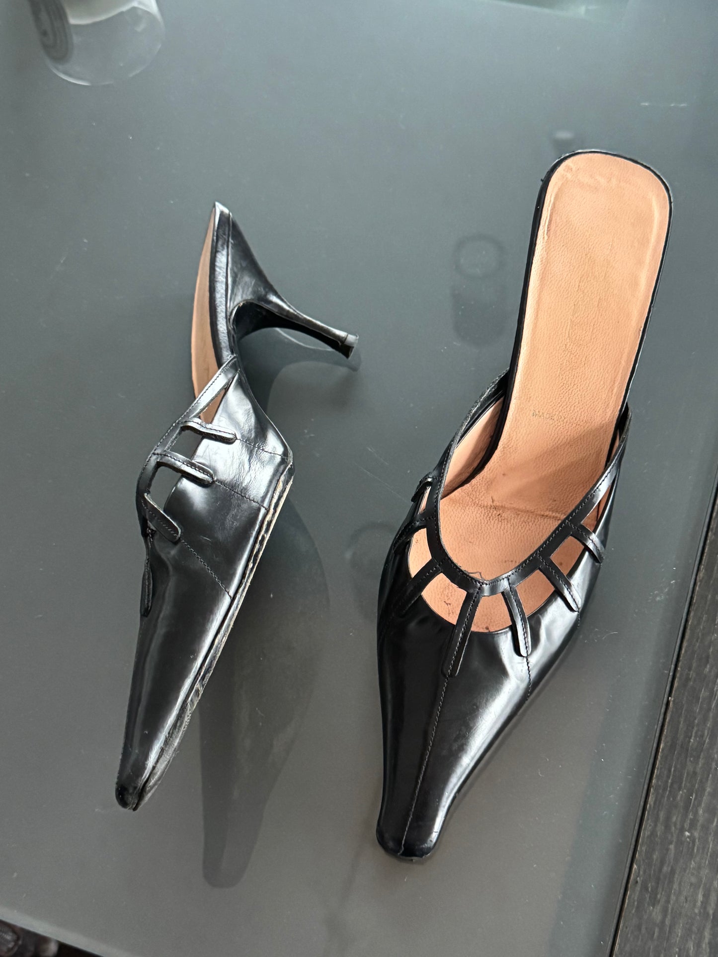 Prada Black Cage Kitten Heels 39