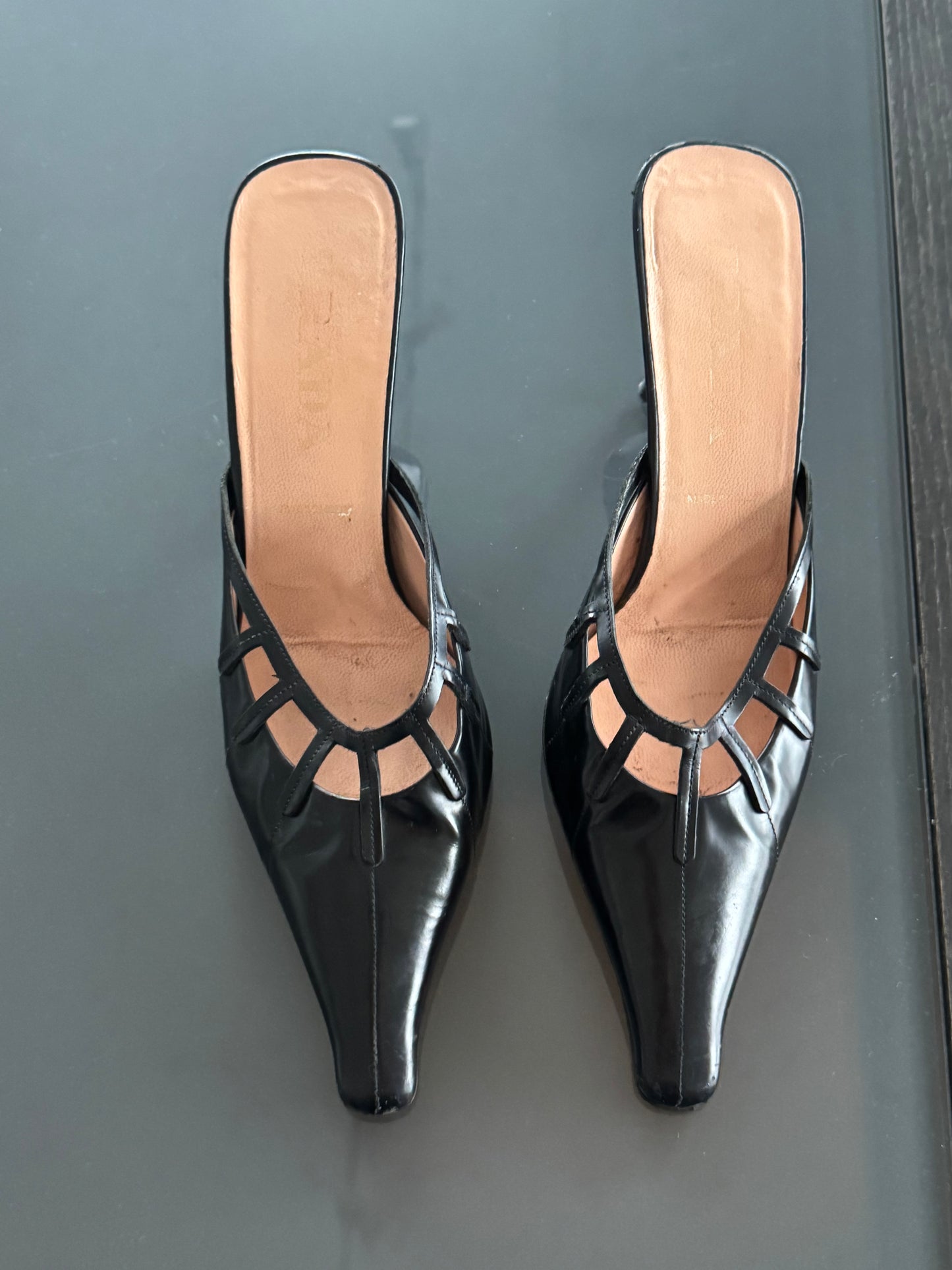 Prada Black Cage Kitten Heels 39