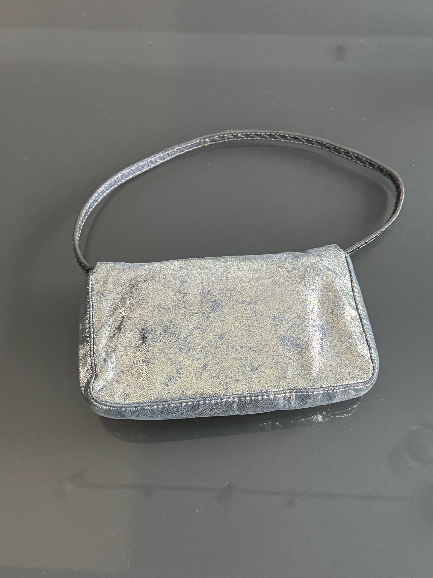 Vintage Fendi Glitter Mini Baguette with Python Trim