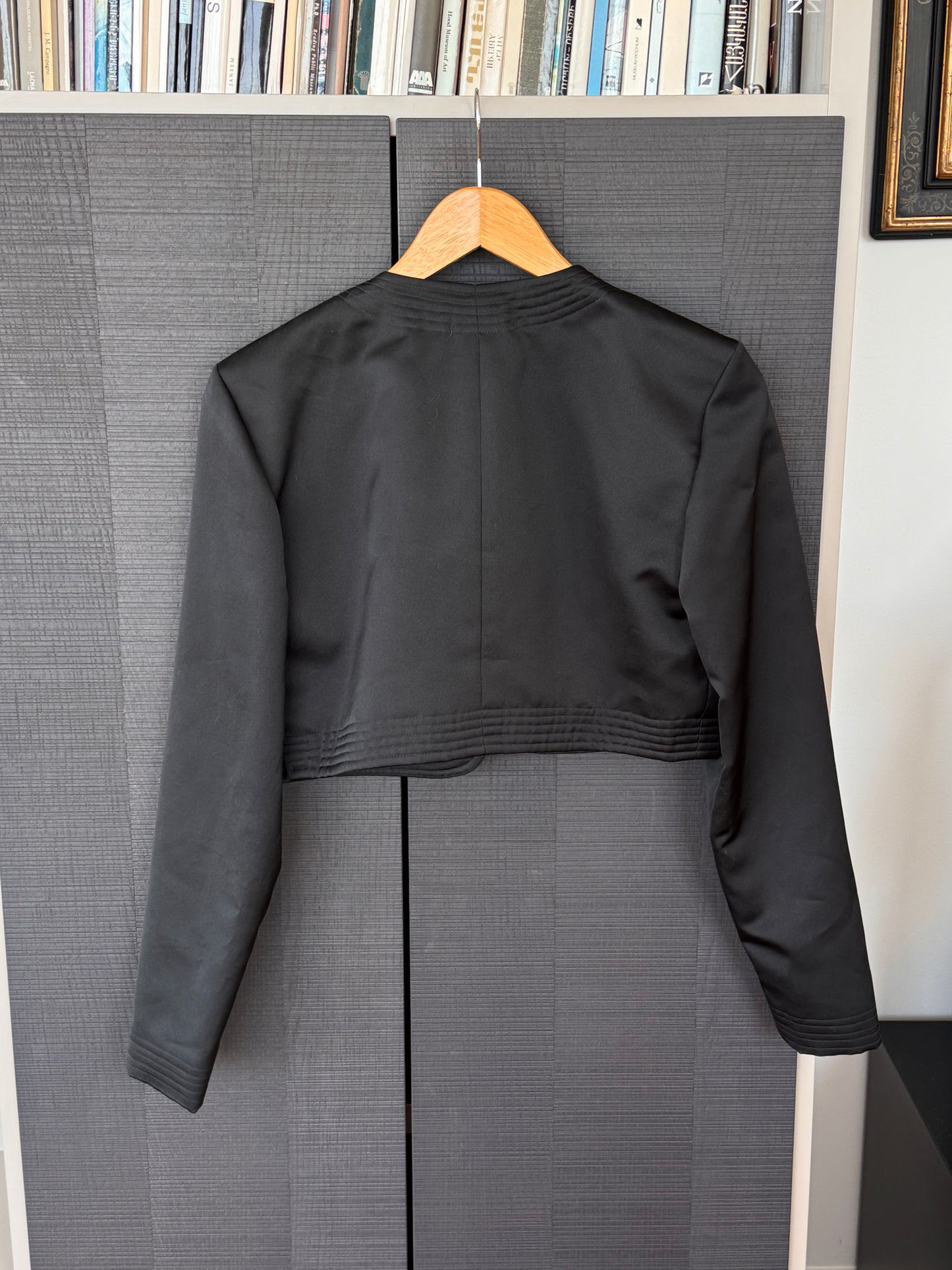 Vintage Black Crystal Button Cropped Bolero Jacket