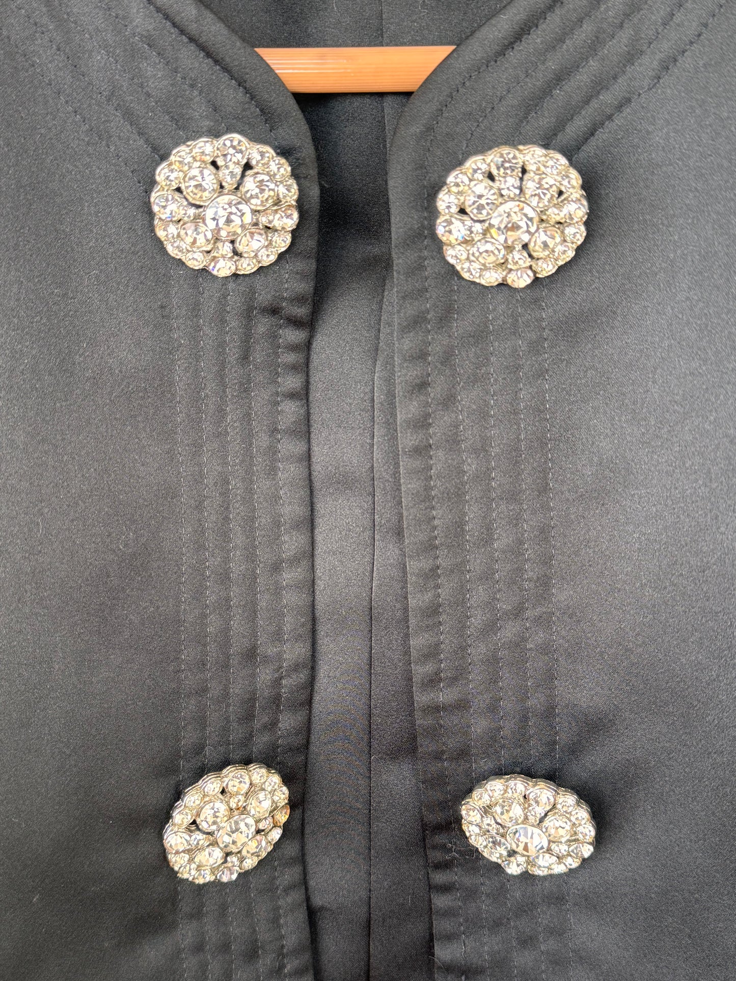 Vintage Black Crystal Button Cropped Bolero Jacket