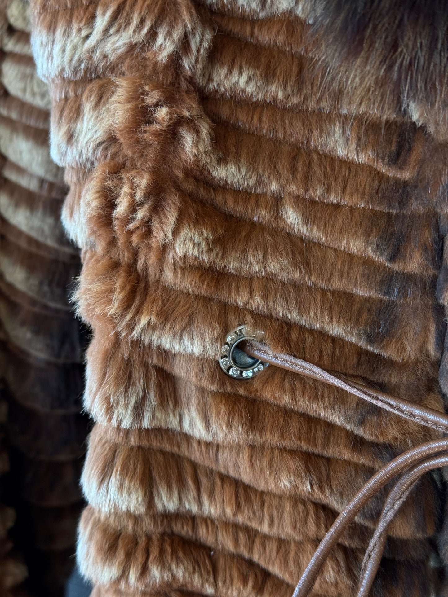 100% Fur Ribbed Jacket with Fox Collar