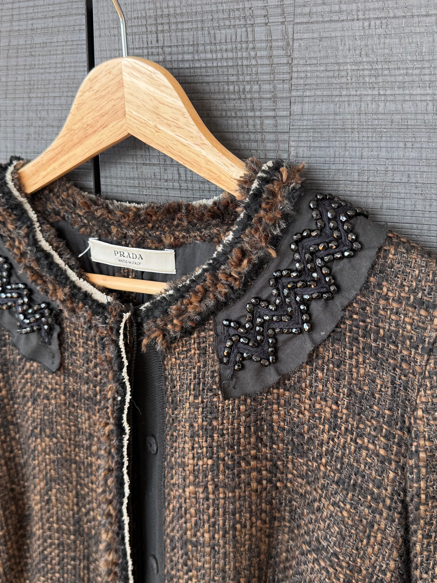 Prada Fall/Winter 2005 Embellished Tweed Coat