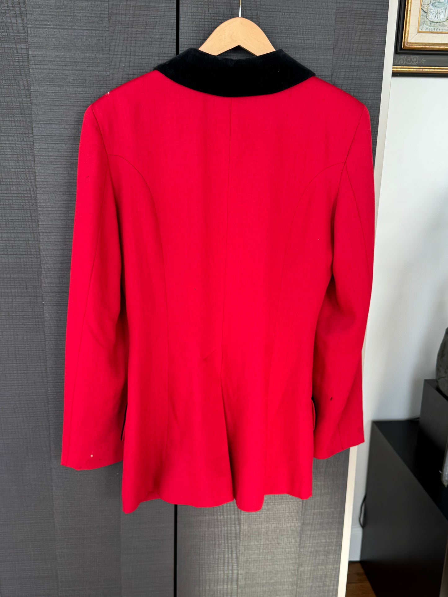 Moschino Cheap & Chic Red Wool Blazer w/ Velvet Collar & Bow