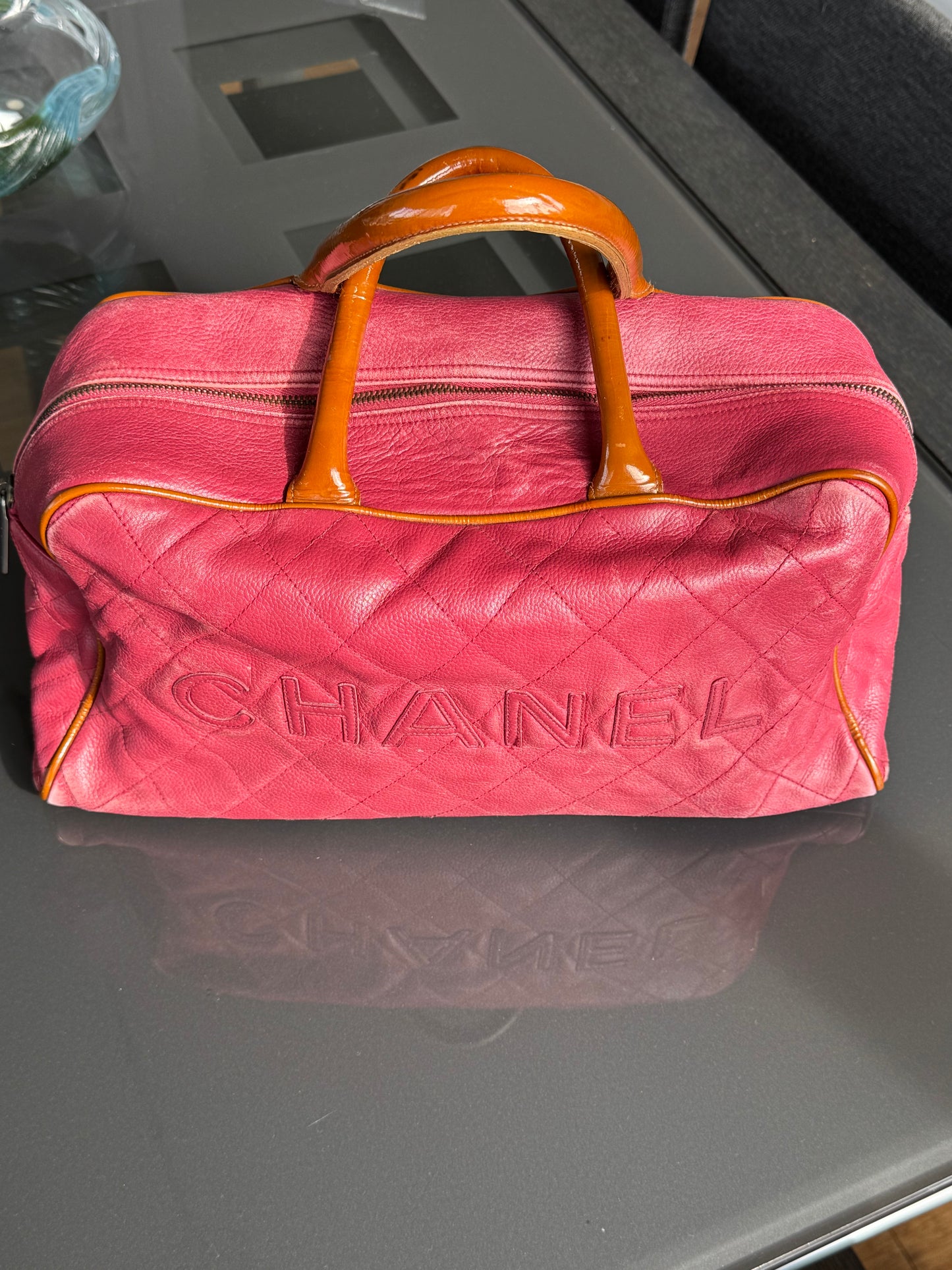 Vintage Chanel Rare Raspberry Caviar Boston Bag