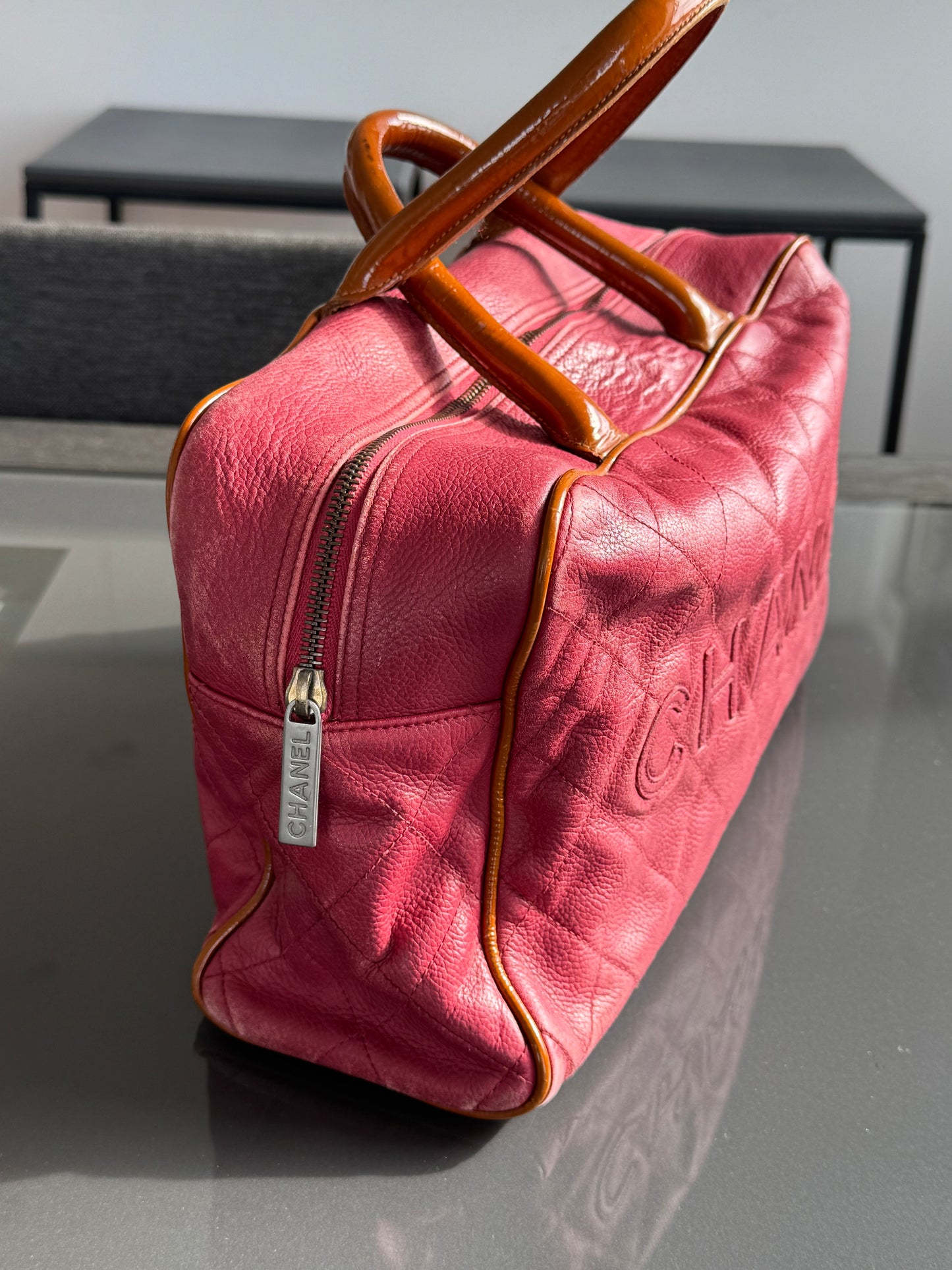 Vintage Chanel Rare Raspberry Caviar Boston Bag