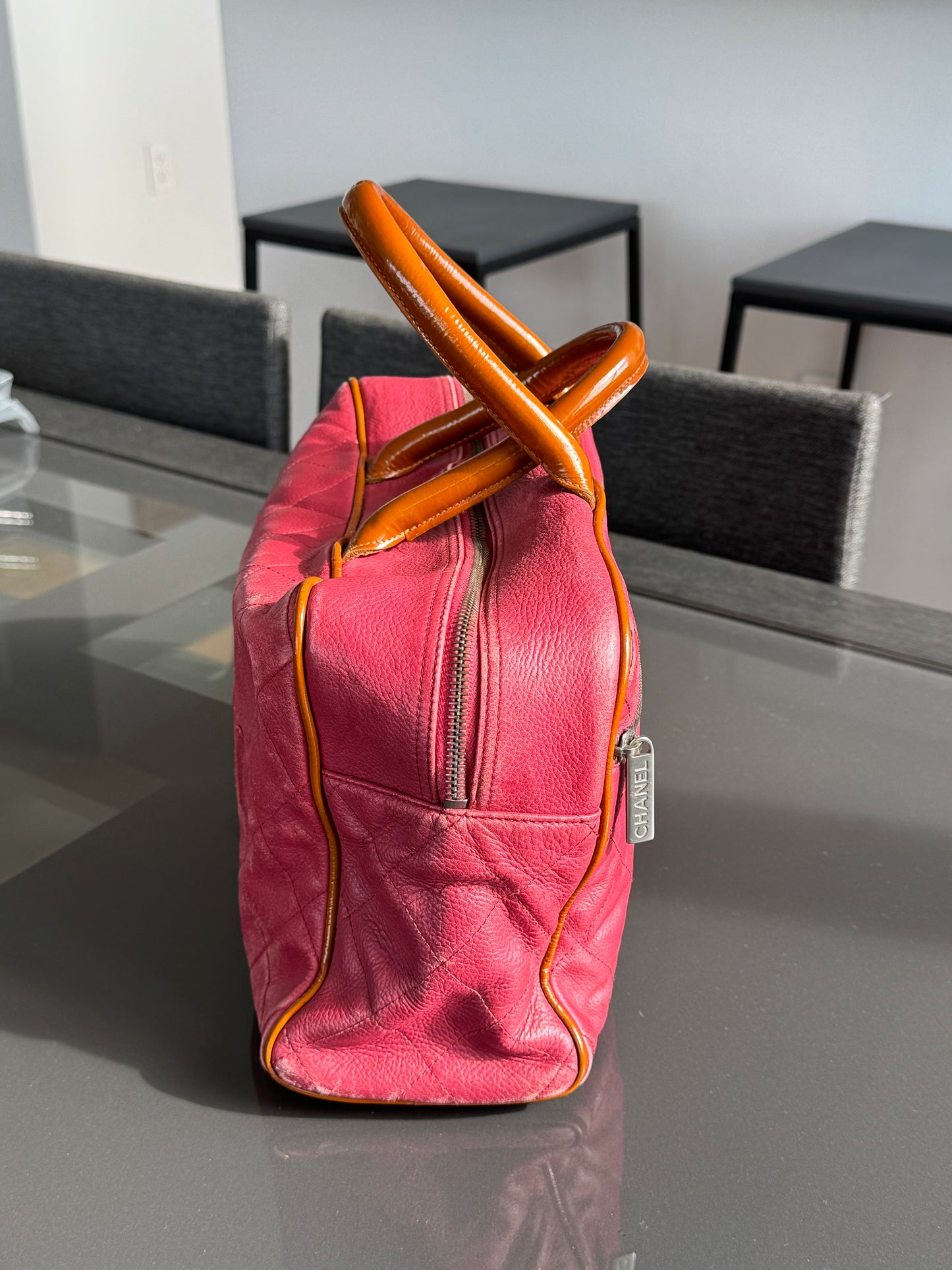 Vintage Chanel Rare Raspberry Caviar Boston Bag