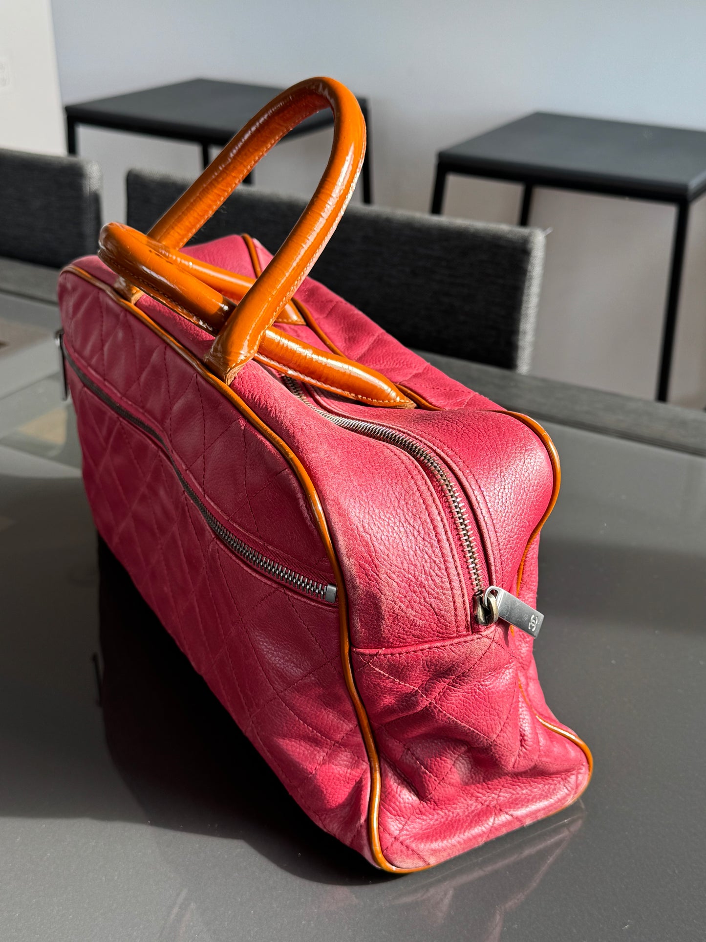 Vintage Chanel Rare Raspberry Caviar Boston Bag