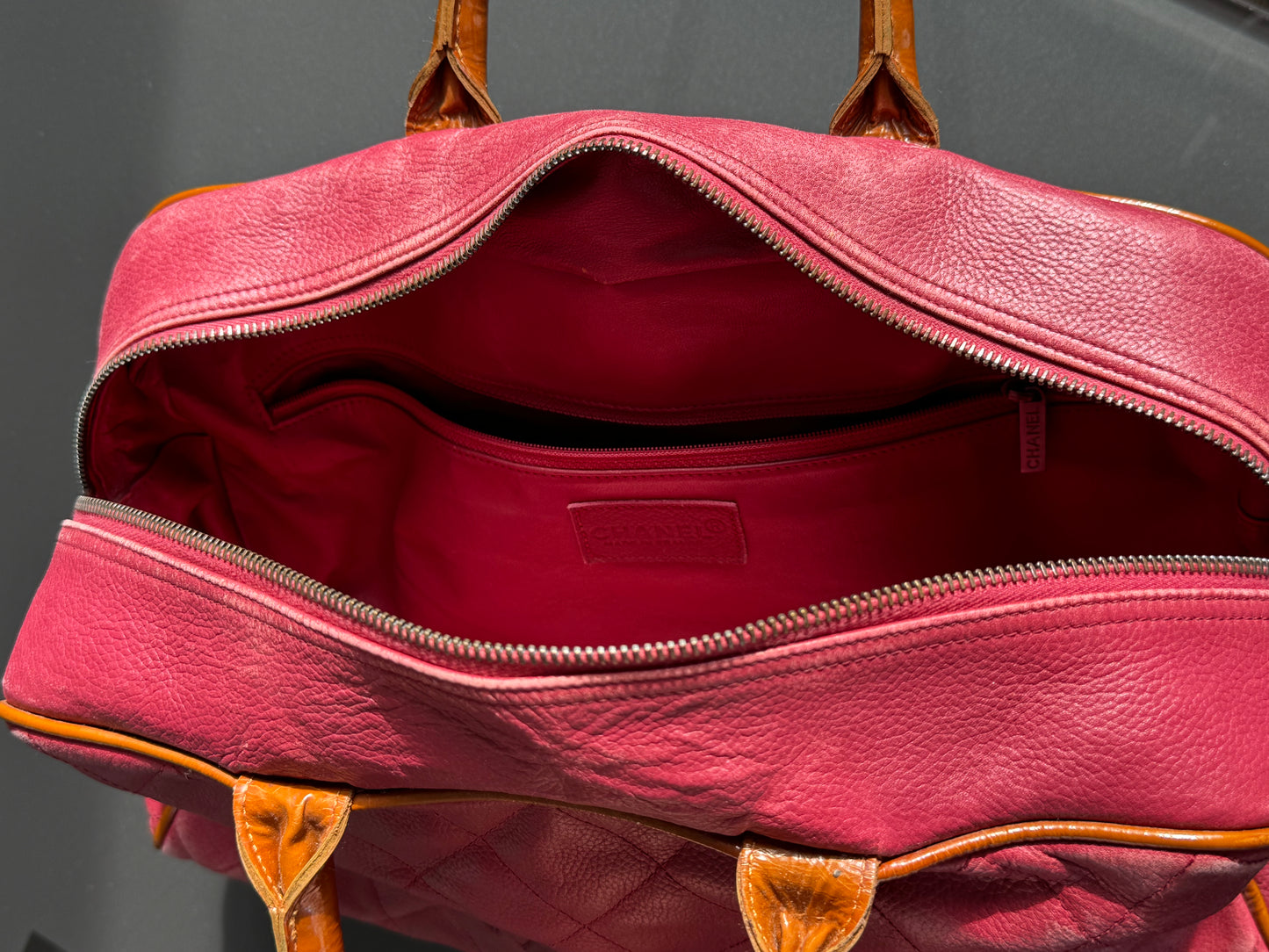 Vintage Chanel Rare Raspberry Caviar Boston Bag