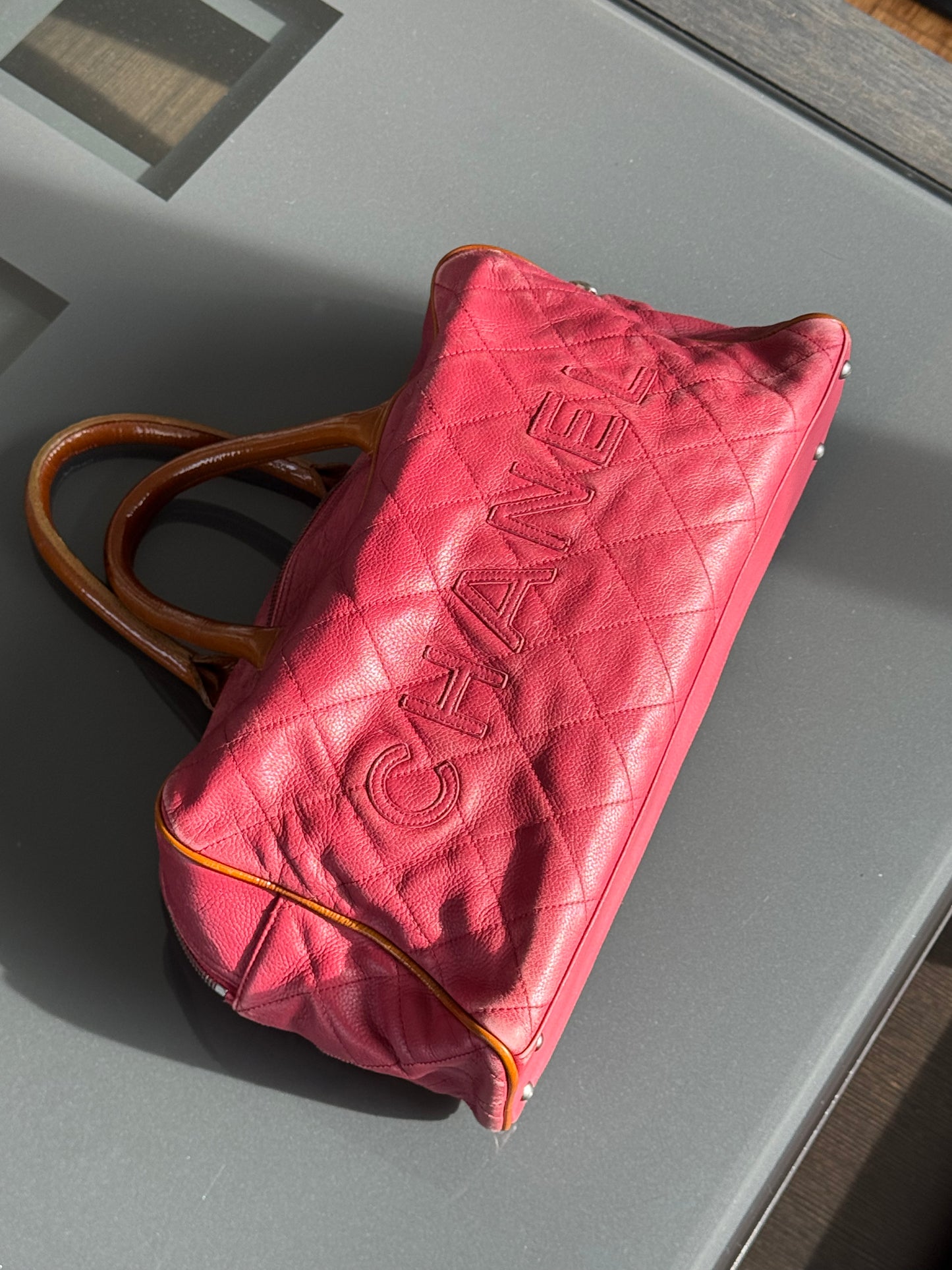 Vintage Chanel Rare Raspberry Caviar Boston Bag