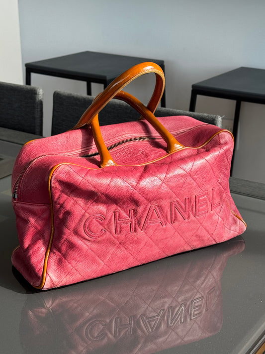 Vintage Chanel Rare Raspberry Caviar Boston Bag