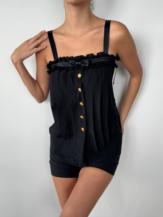 Vintage Silk Lace Trim Bow Camisole