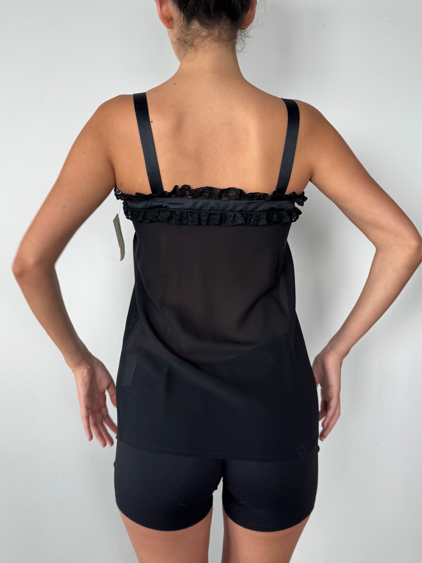 Vintage Silk Lace Trim Bow Camisole