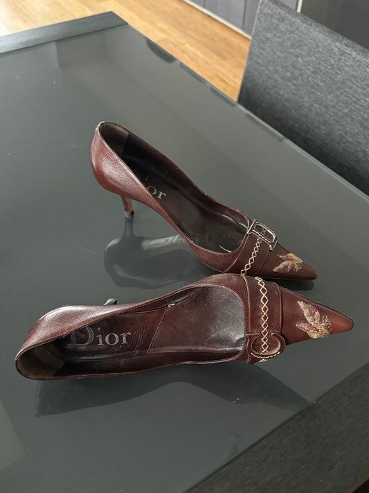 Christian Dior by John Galliano Embroidered Heels ~38.5