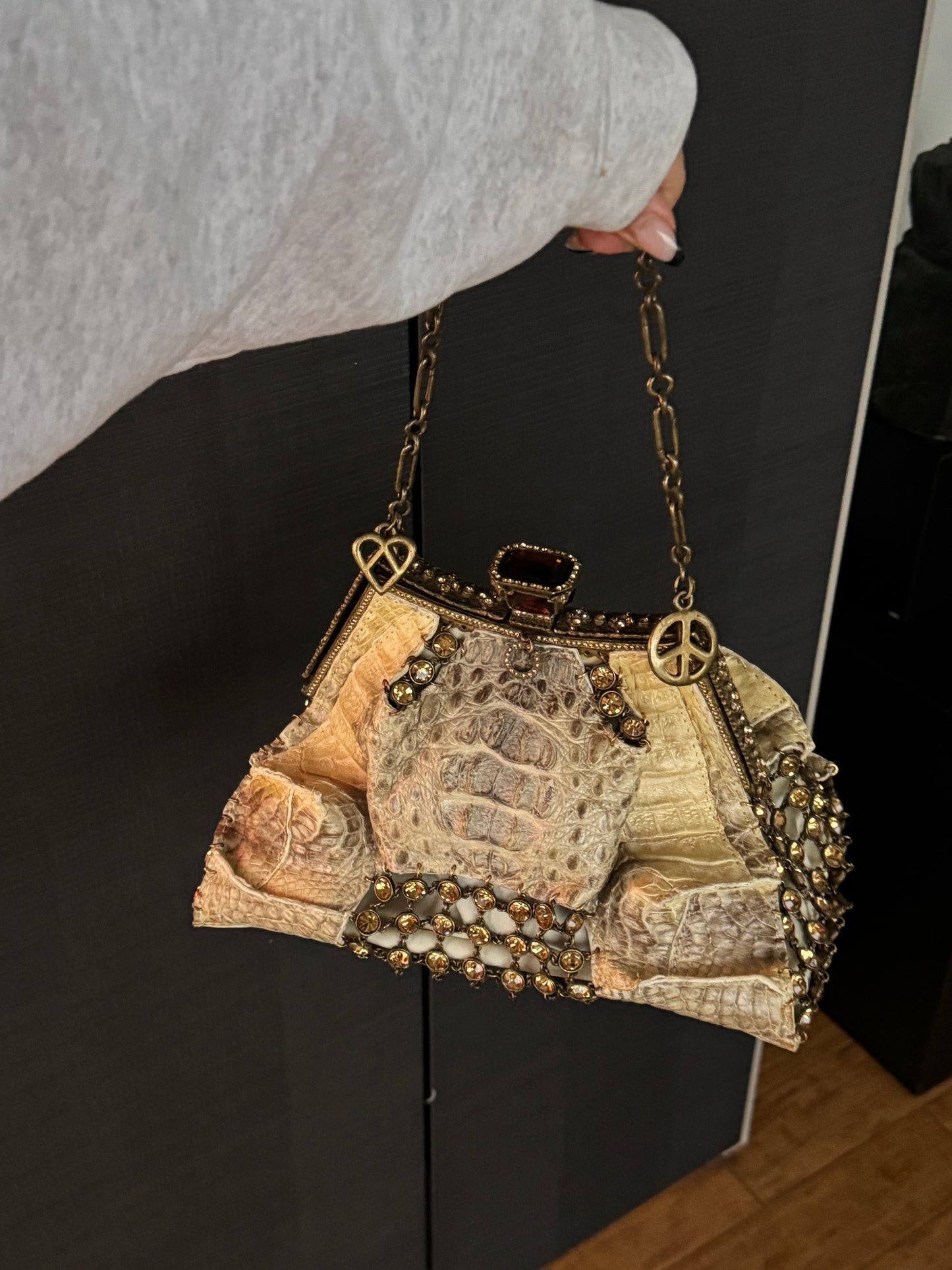 Vintage Clara Kasavina Crocodile & Swarovski Handbag