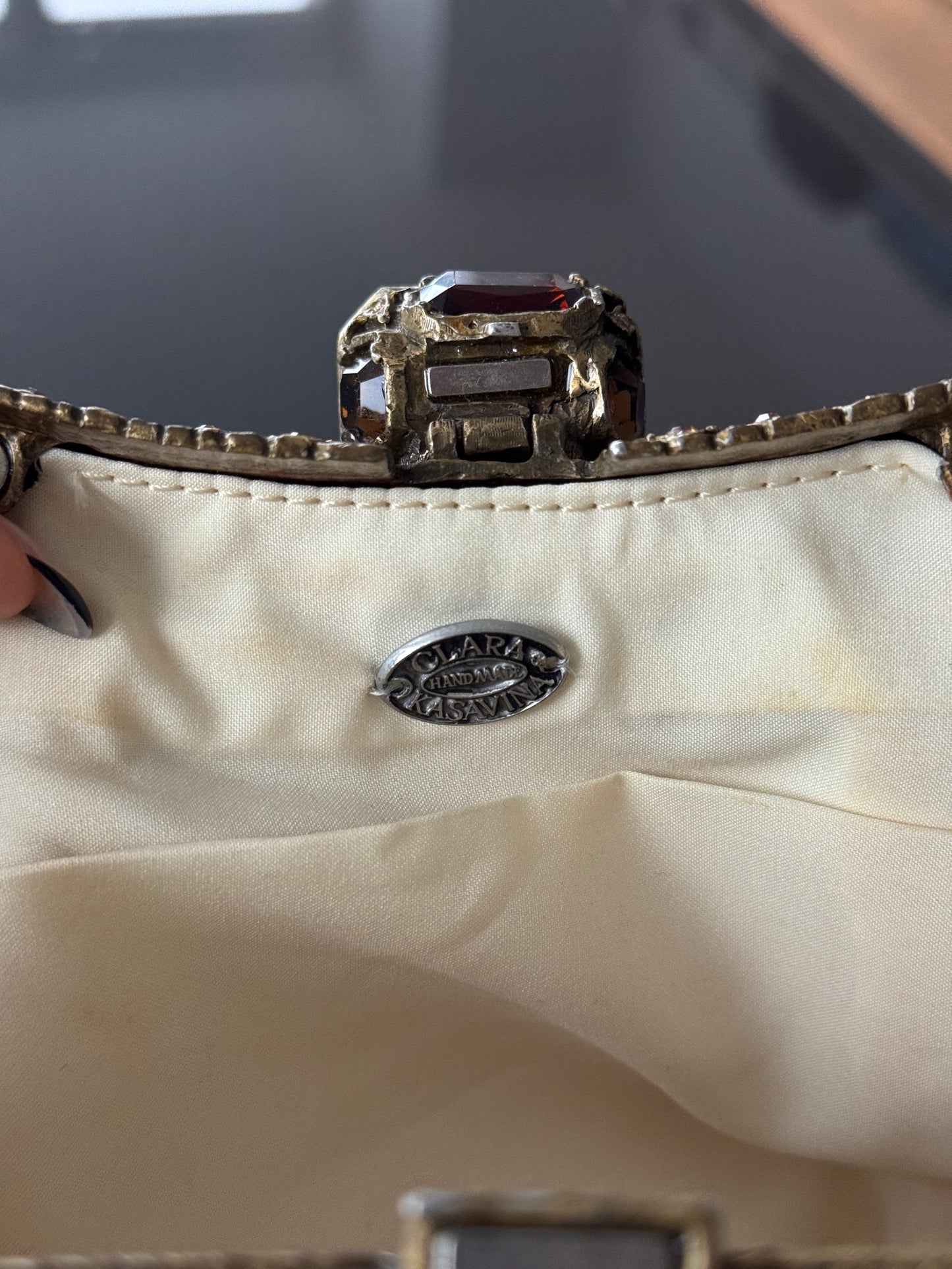 Vintage Clara Kasavina Crocodile & Swarovski Handbag