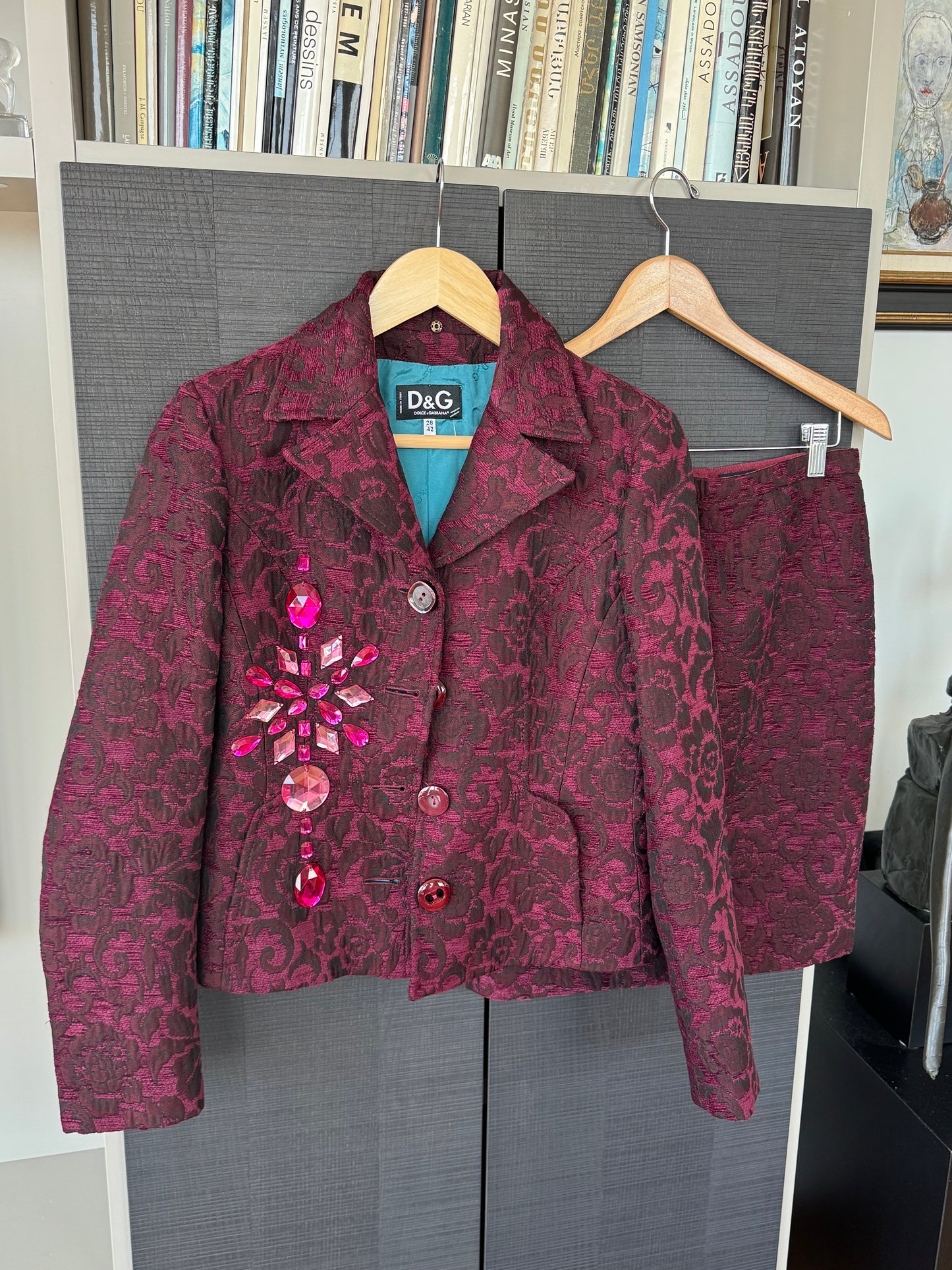 Vintage 1990s D&G Embellished Brocade Skirt Suit Set