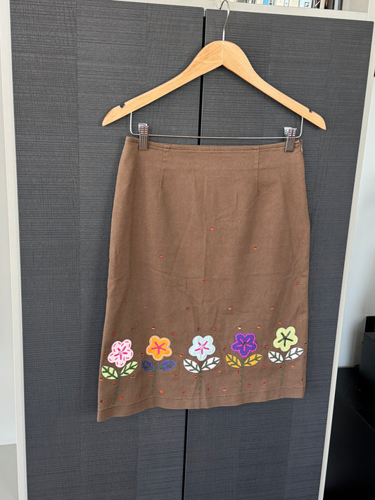 Vintage Moschino Jeans Floral Embellished Midi Skirt