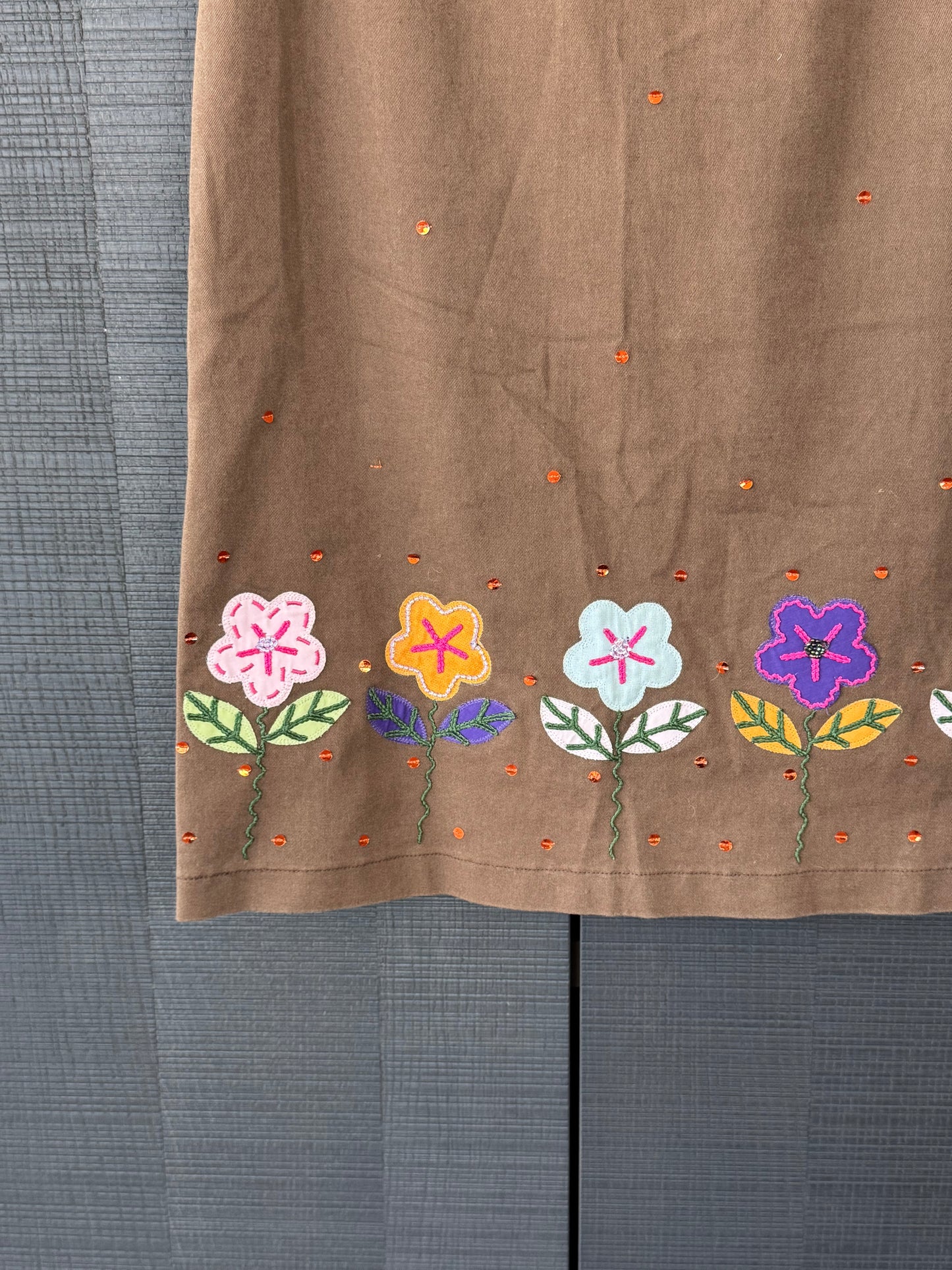 Vintage Moschino Jeans Floral Embellished Midi Skirt