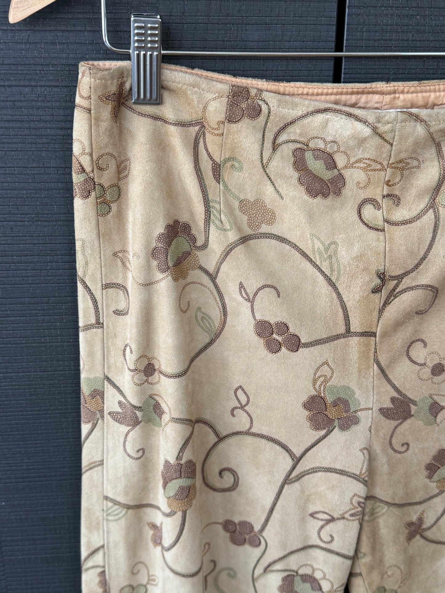Vintage 1990s Escada Floral Suede Fringe Pants