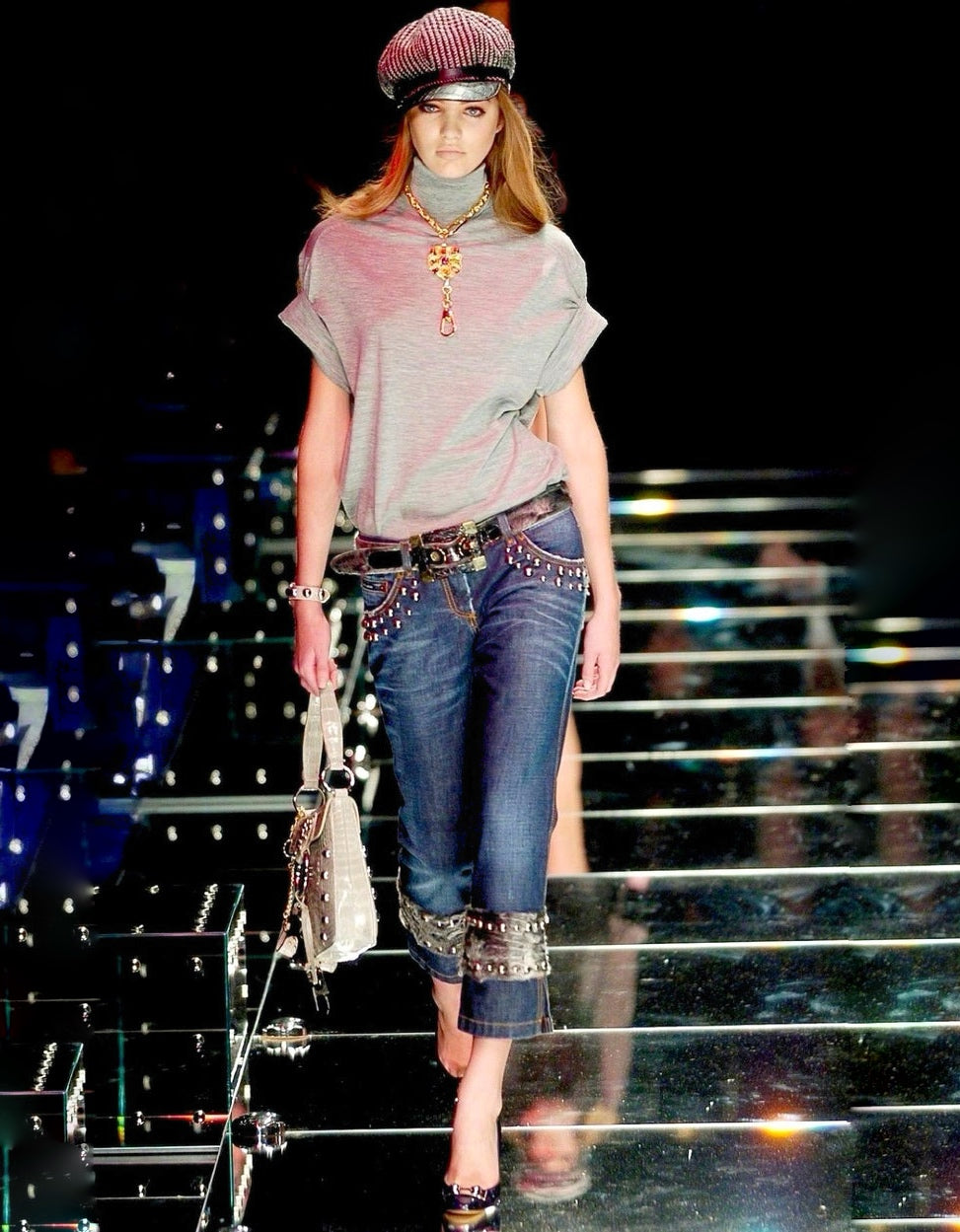 Dolce & Gabbana F/W 2005 Runway Fur-Trim Denim Jeans