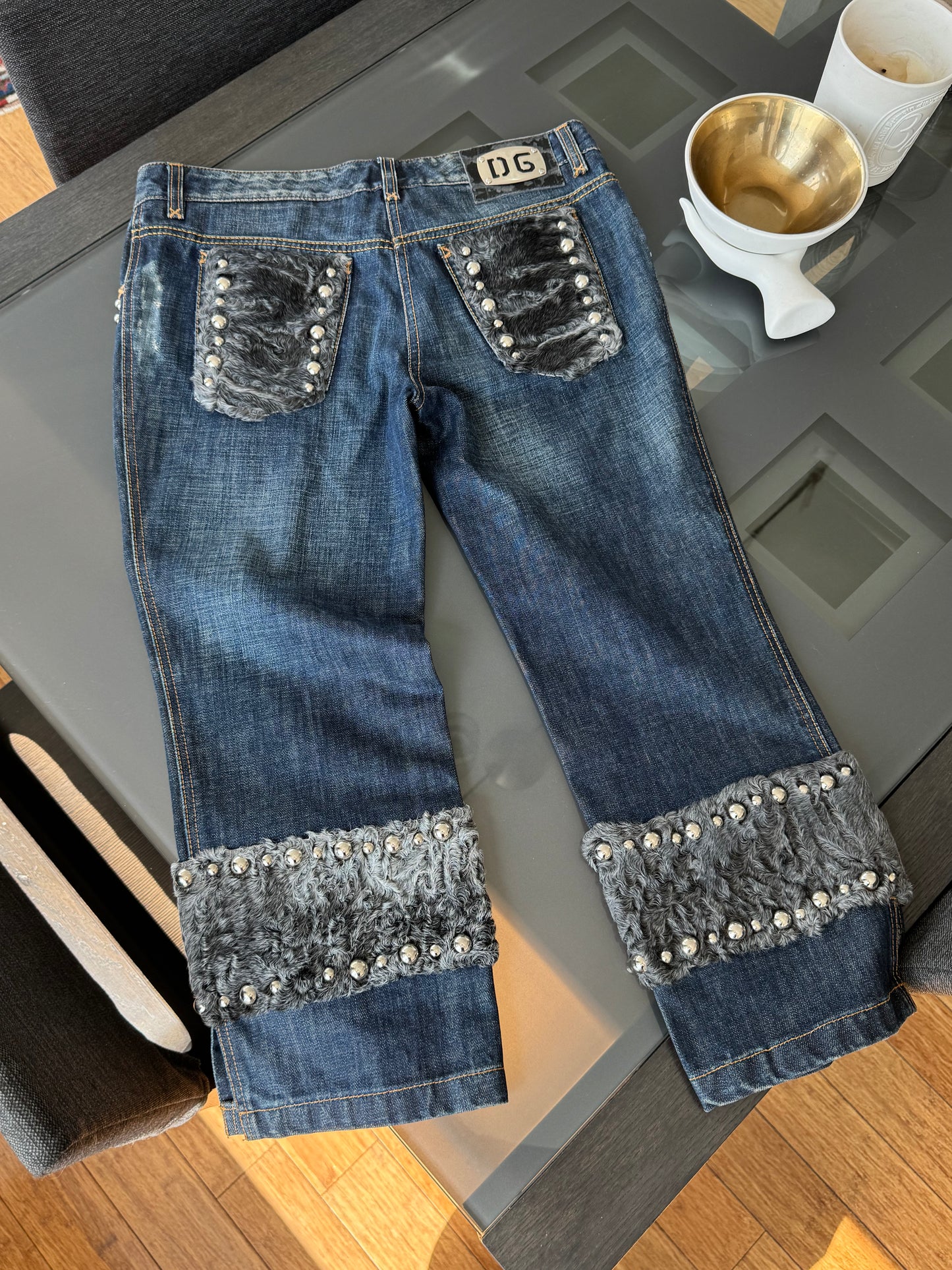 Dolce & Gabbana F/W 2005 Runway Fur-Trim Denim Jeans