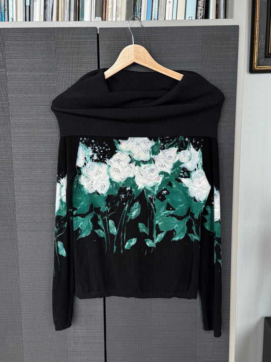 Blumarine Vintage Off-Shoulder Rhinestone Sweater