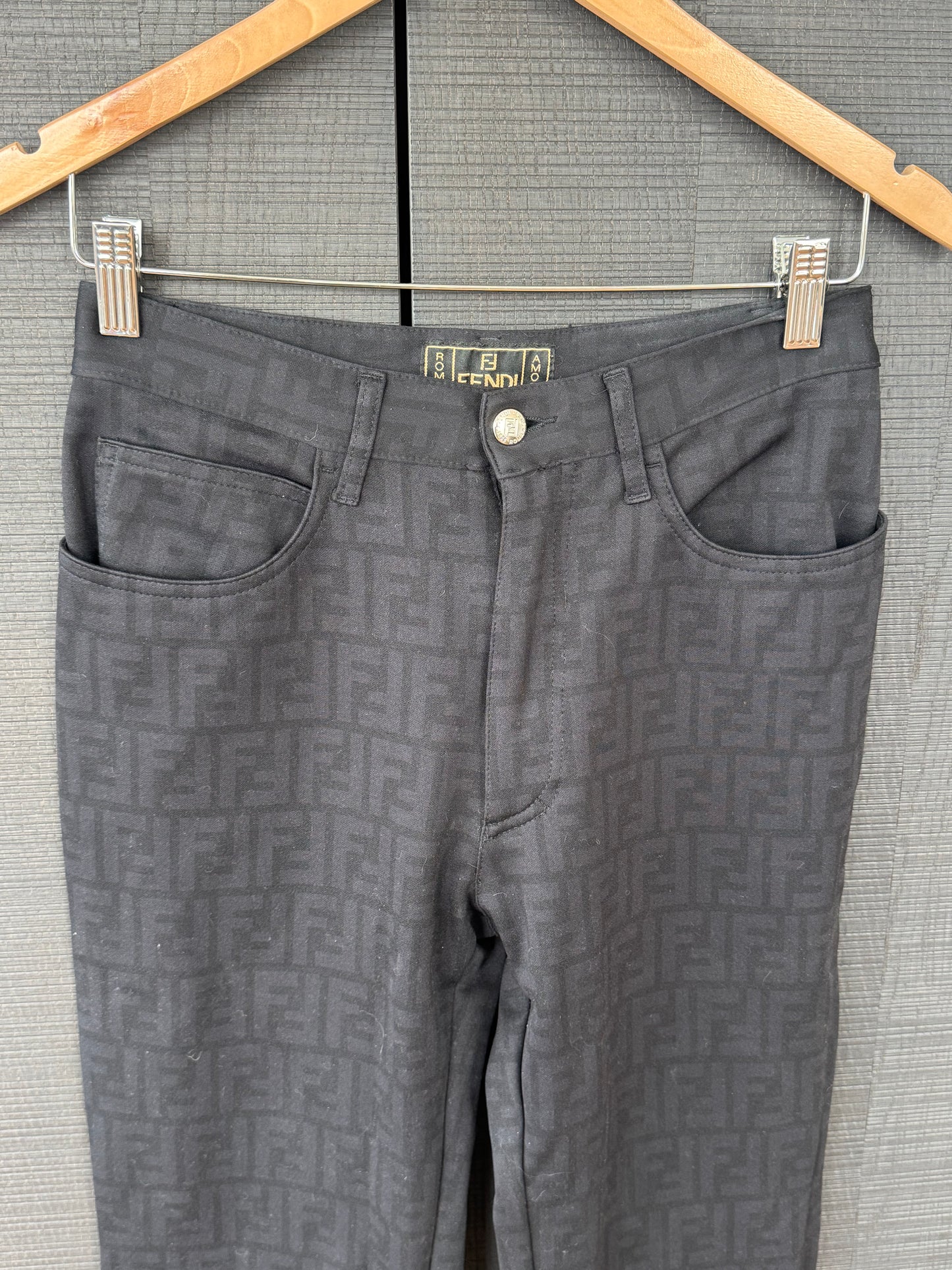 Fendi Zucca Monogram Black Stretch Pants