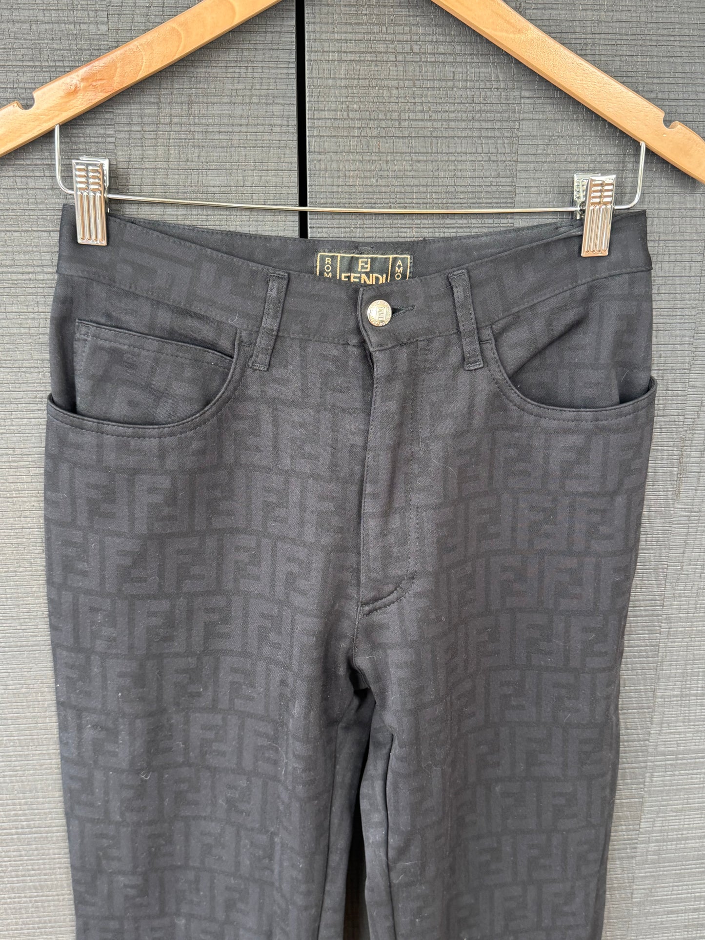 Fendi Zucca Monogram Black Stretch Pants