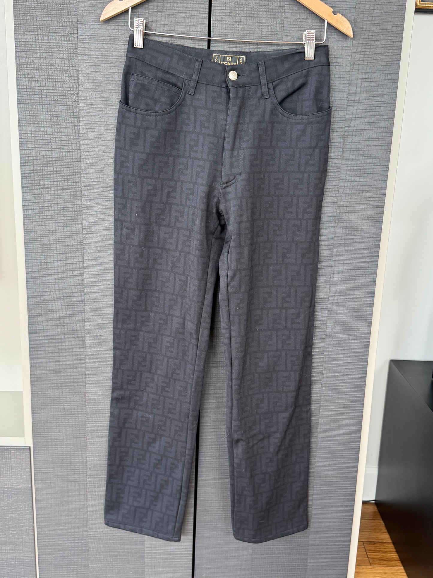 Fendi Zucca Monogram Black Stretch Pants