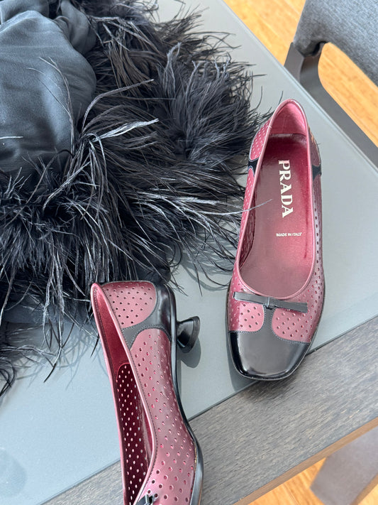 Prada Late 1990s / Early 2000s Perforated Heels 36.5